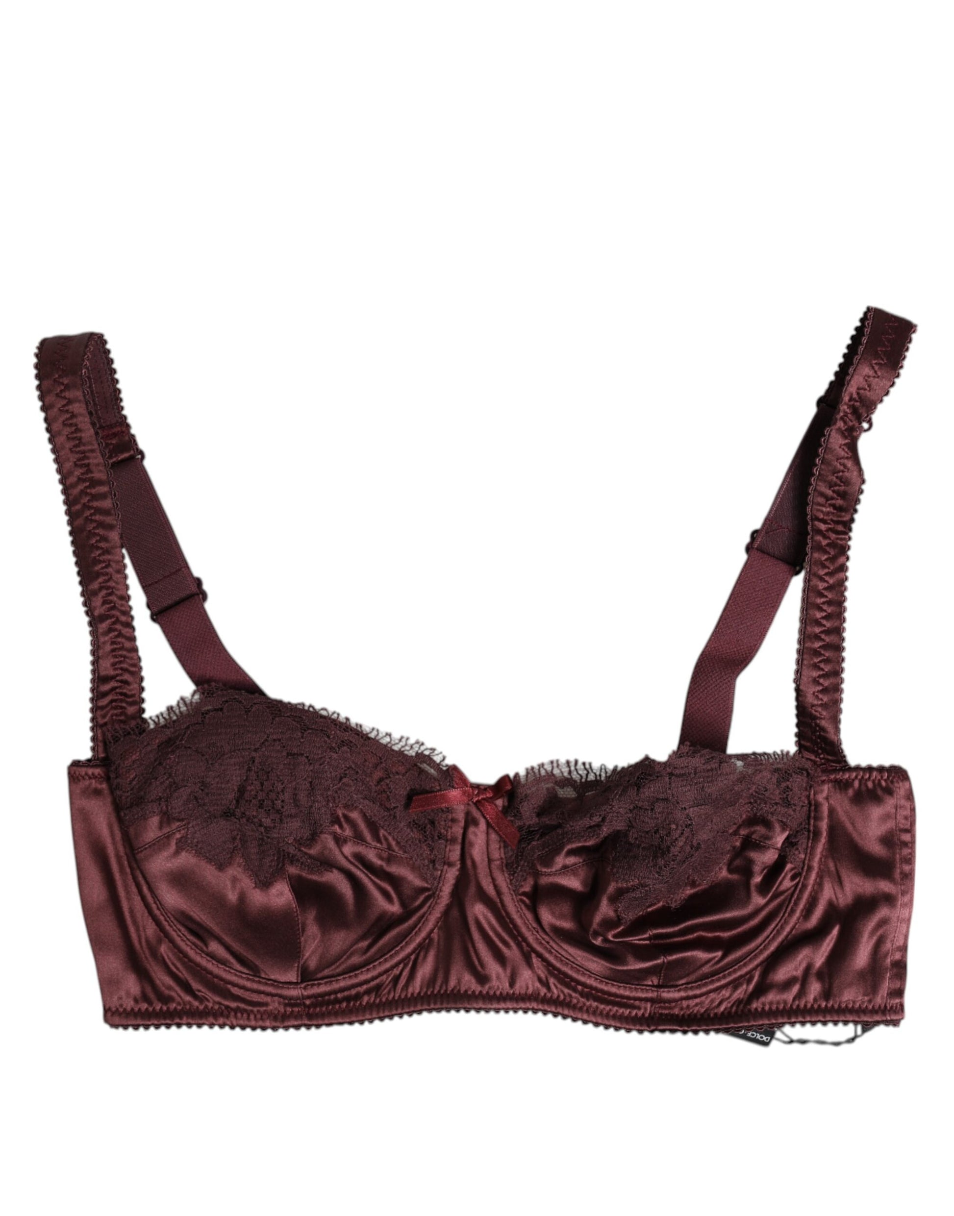 Soutien-gorge balconnet à armatures en soie bordeaux Dolce &amp; Gabbana