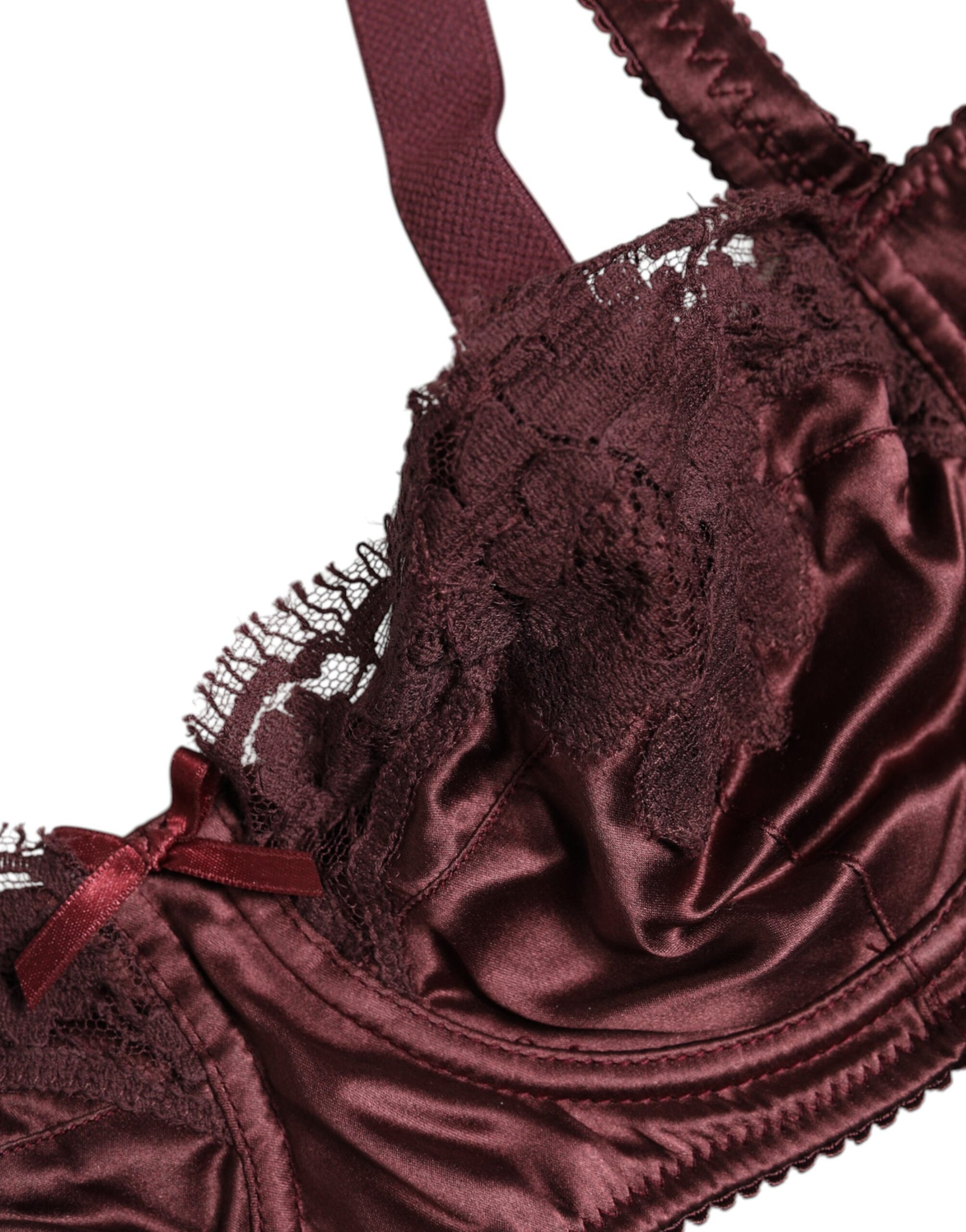 Soutien-gorge balconnet à armatures en soie bordeaux Dolce &amp; Gabbana