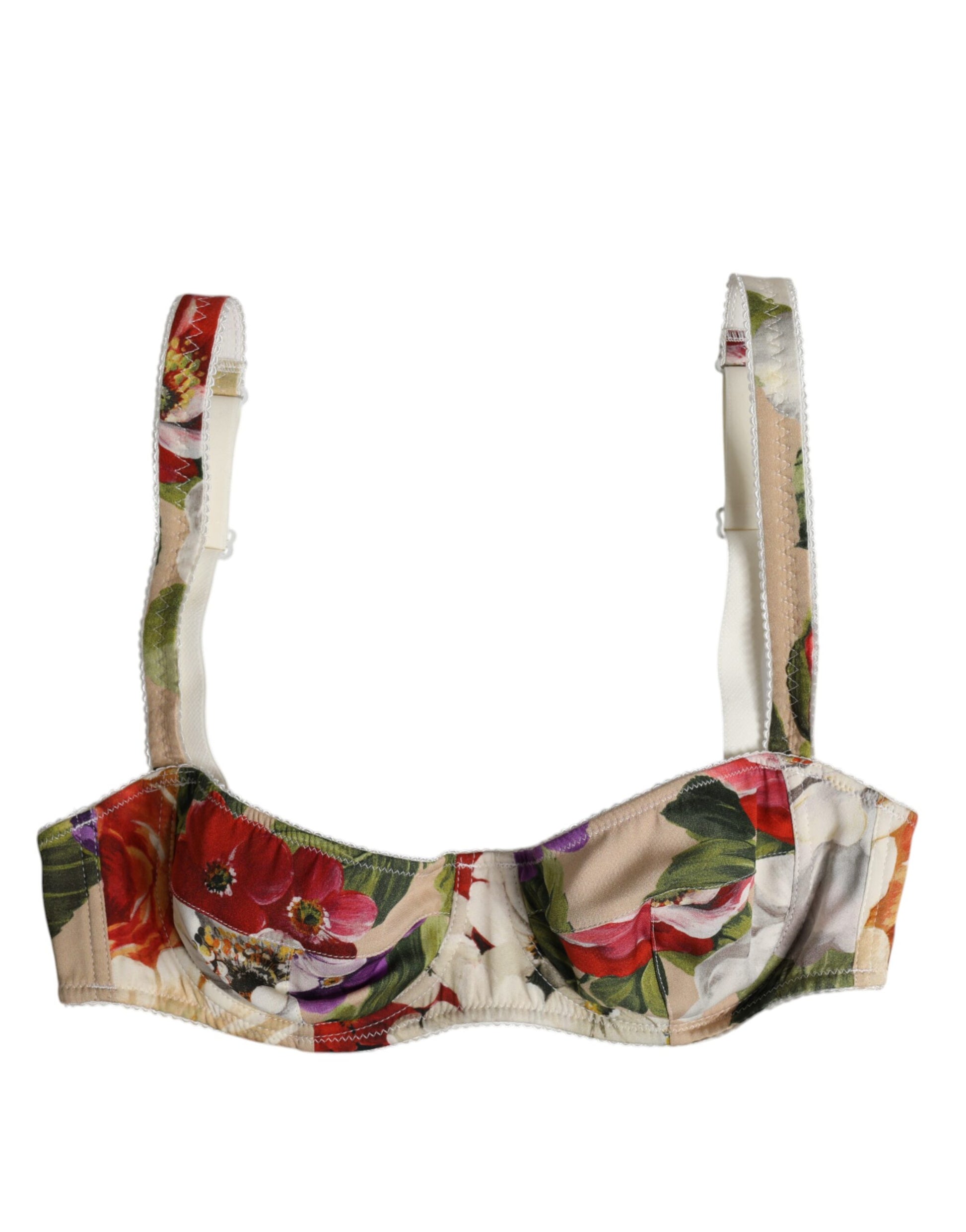 Soutien-gorge à armatures balconnet fleuri beige Dolce &amp; Gabbana