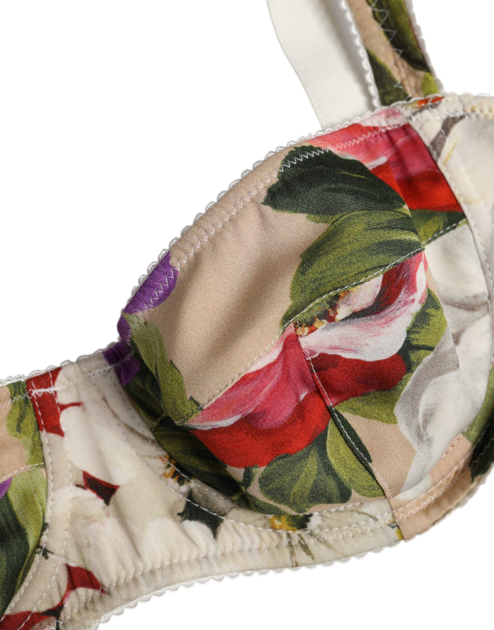 Soutien-gorge à armatures balconnet fleuri beige Dolce &amp; Gabbana
