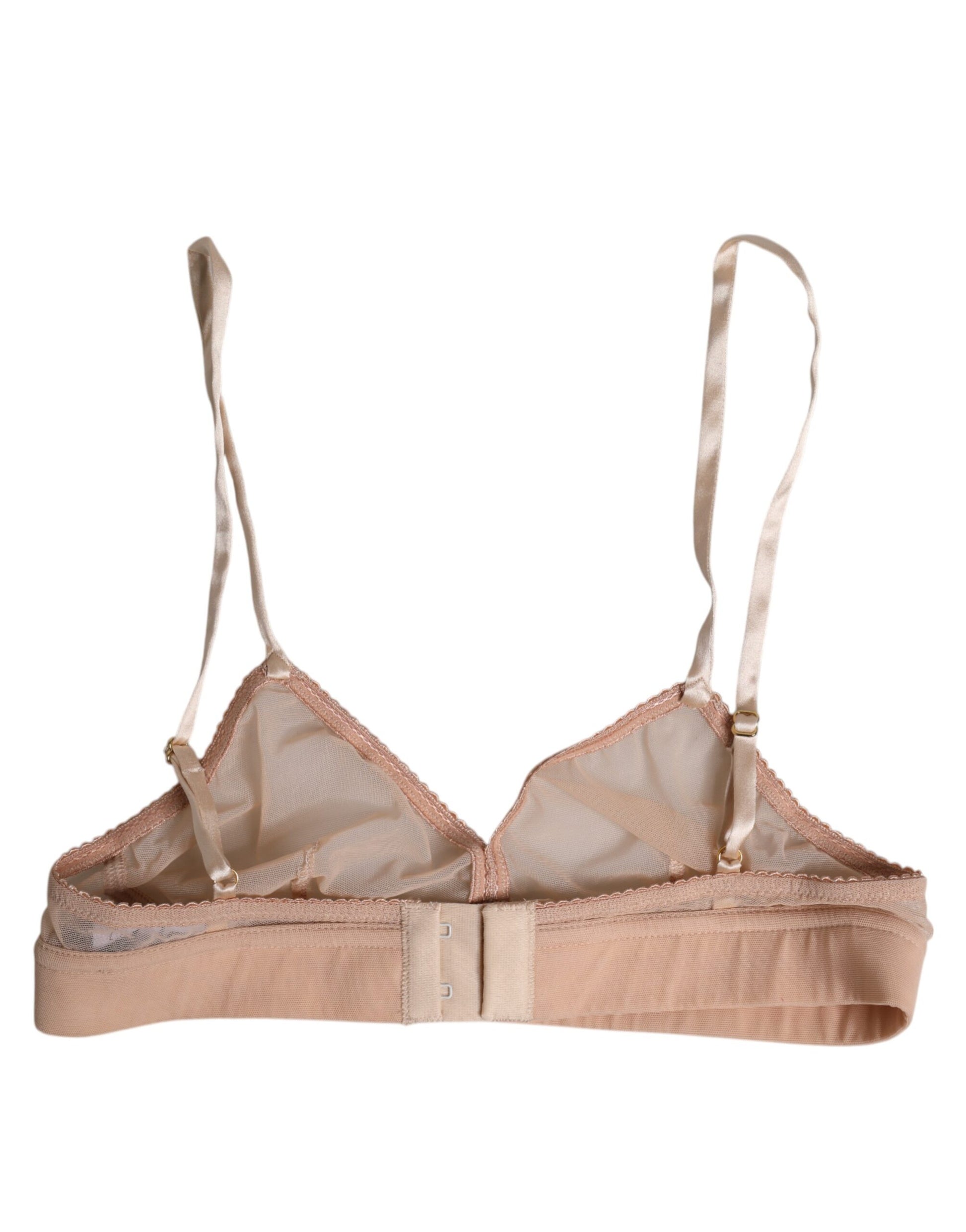 Soutien-gorge sans armatures Dolce &amp; Gabbana en nylon rose poudré avec logo DG