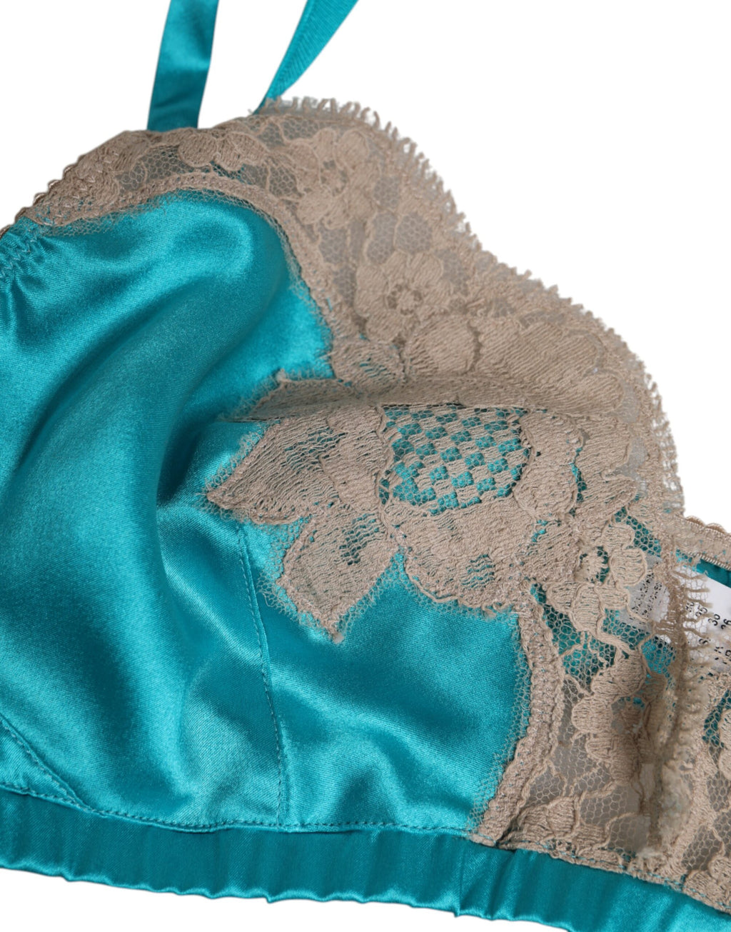Soutien-gorge sans armatures en soie et dentelle florale verte Dolce &amp; Gabbana