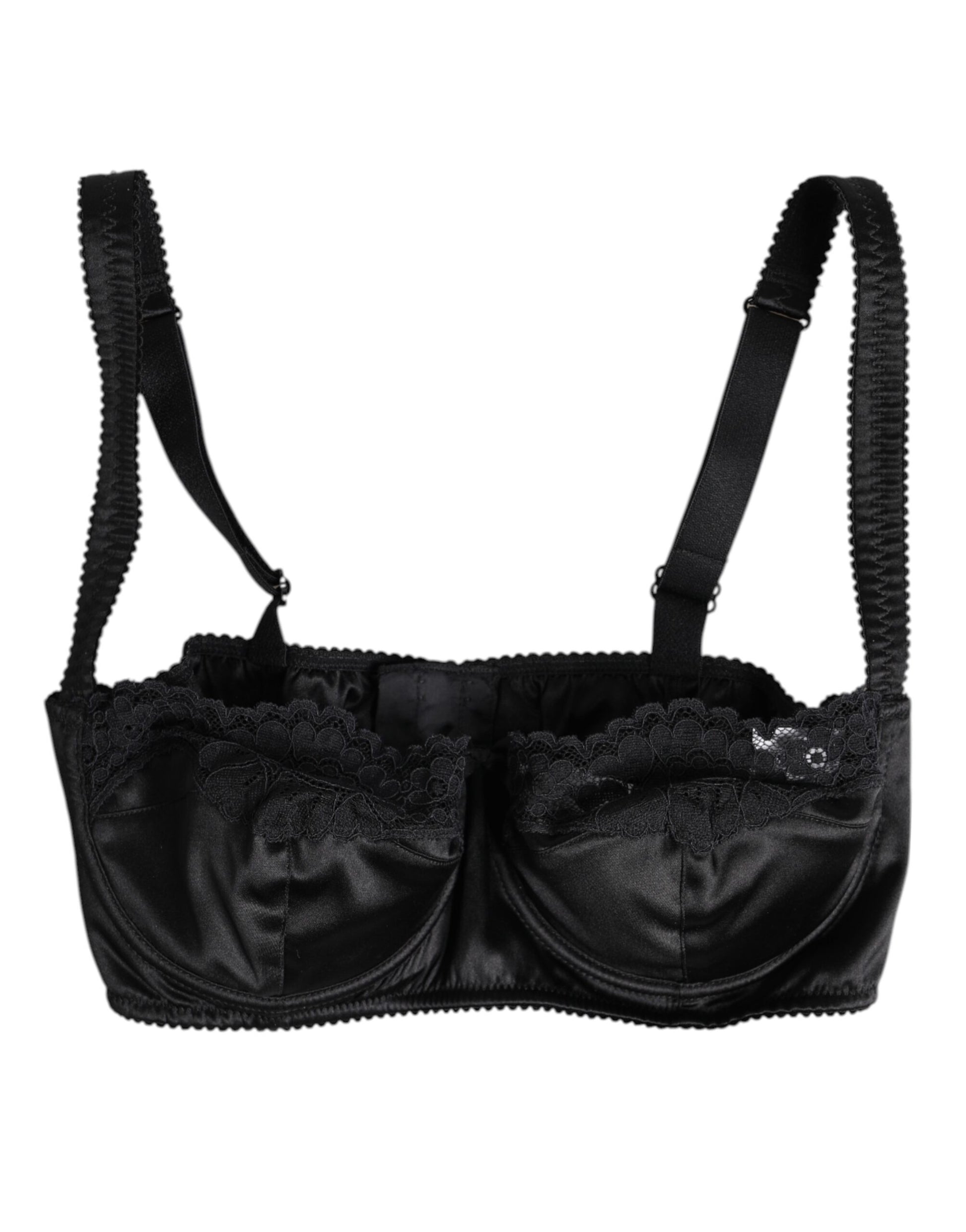 Soutien-gorge balconnet à armatures en soie noire Dolce &amp; Gabbana