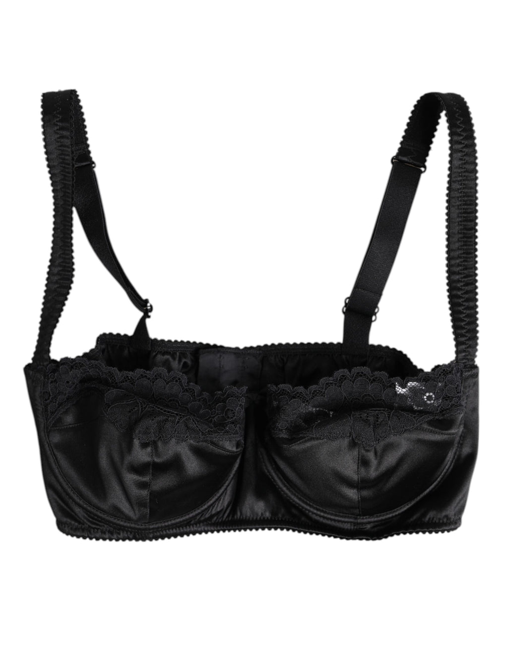 Soutien-gorge balconnet à armatures en soie noire Dolce &amp; Gabbana