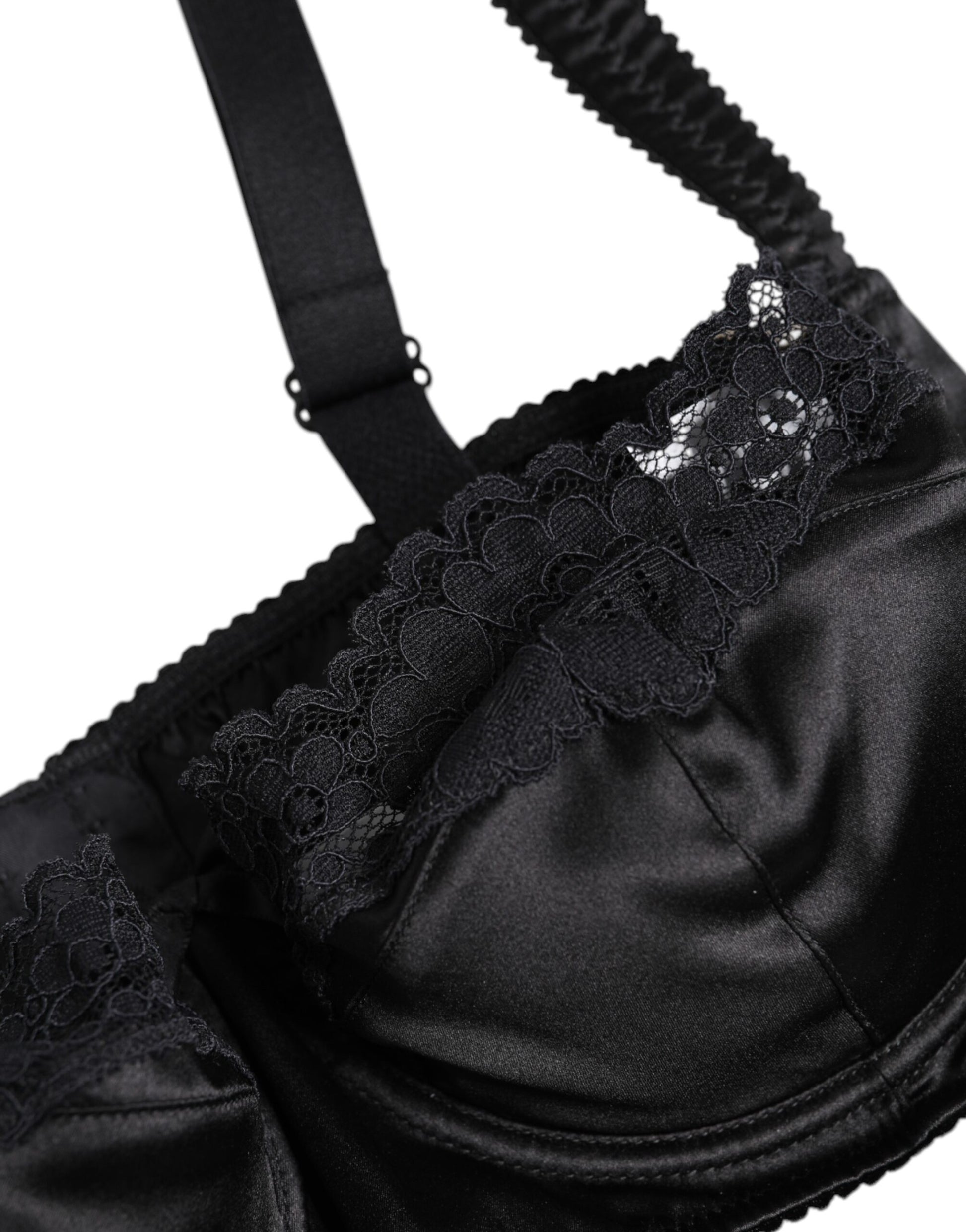 Soutien-gorge balconnet à armatures en soie noire Dolce &amp; Gabbana