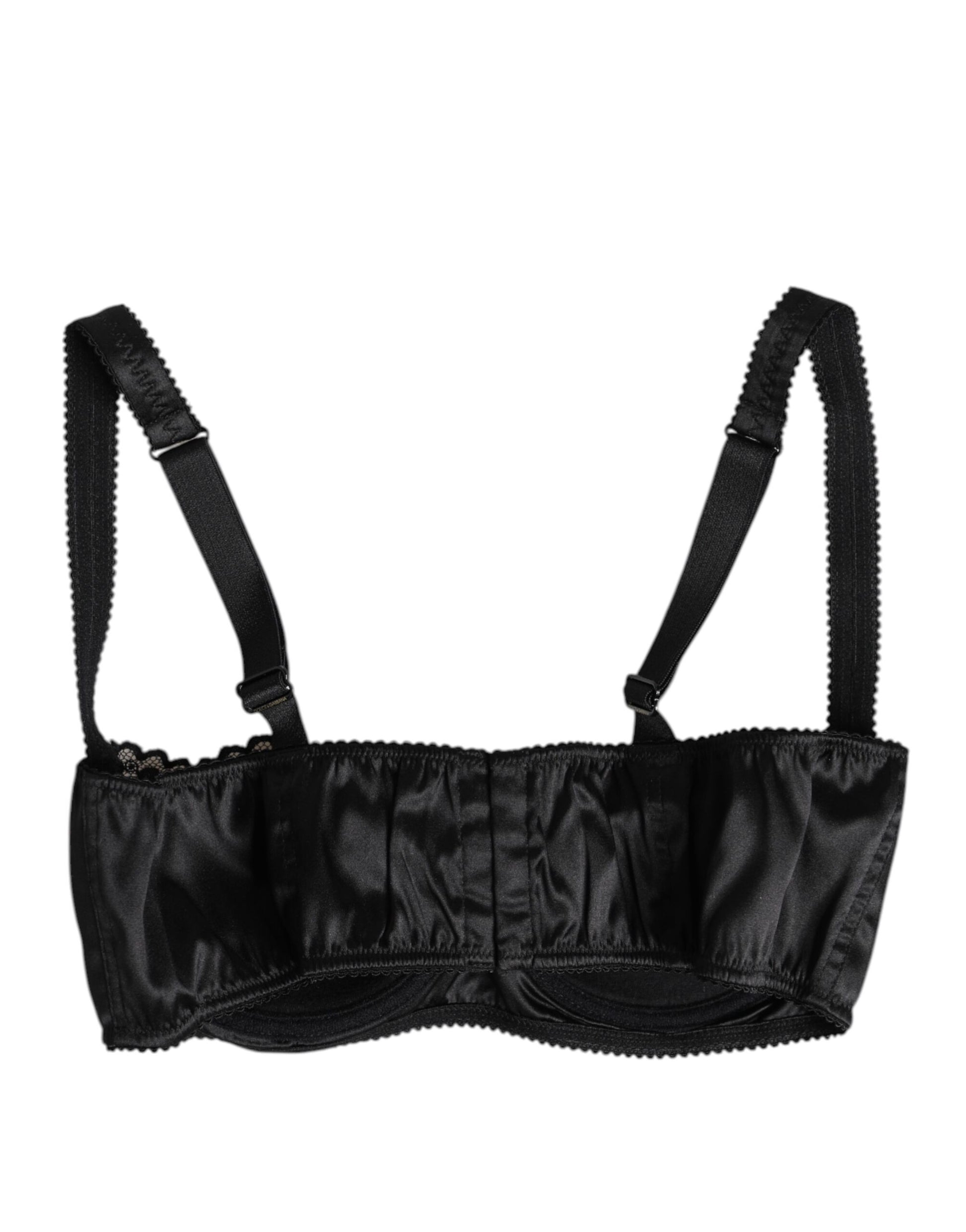 Soutien-gorge balconnet à armatures en soie noire Dolce &amp; Gabbana