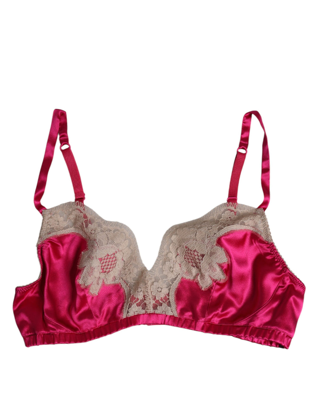 Soutien-gorge sans armatures Dolce &amp; Gabbana en soie et dentelle florale magenta