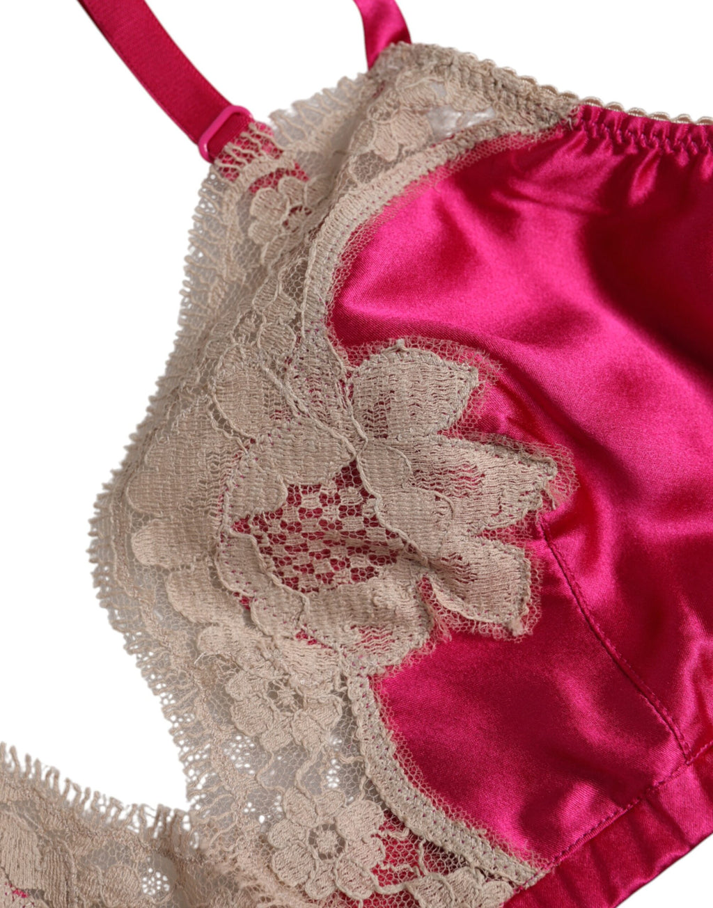 Soutien-gorge sans armatures Dolce &amp; Gabbana en soie et dentelle florale magenta