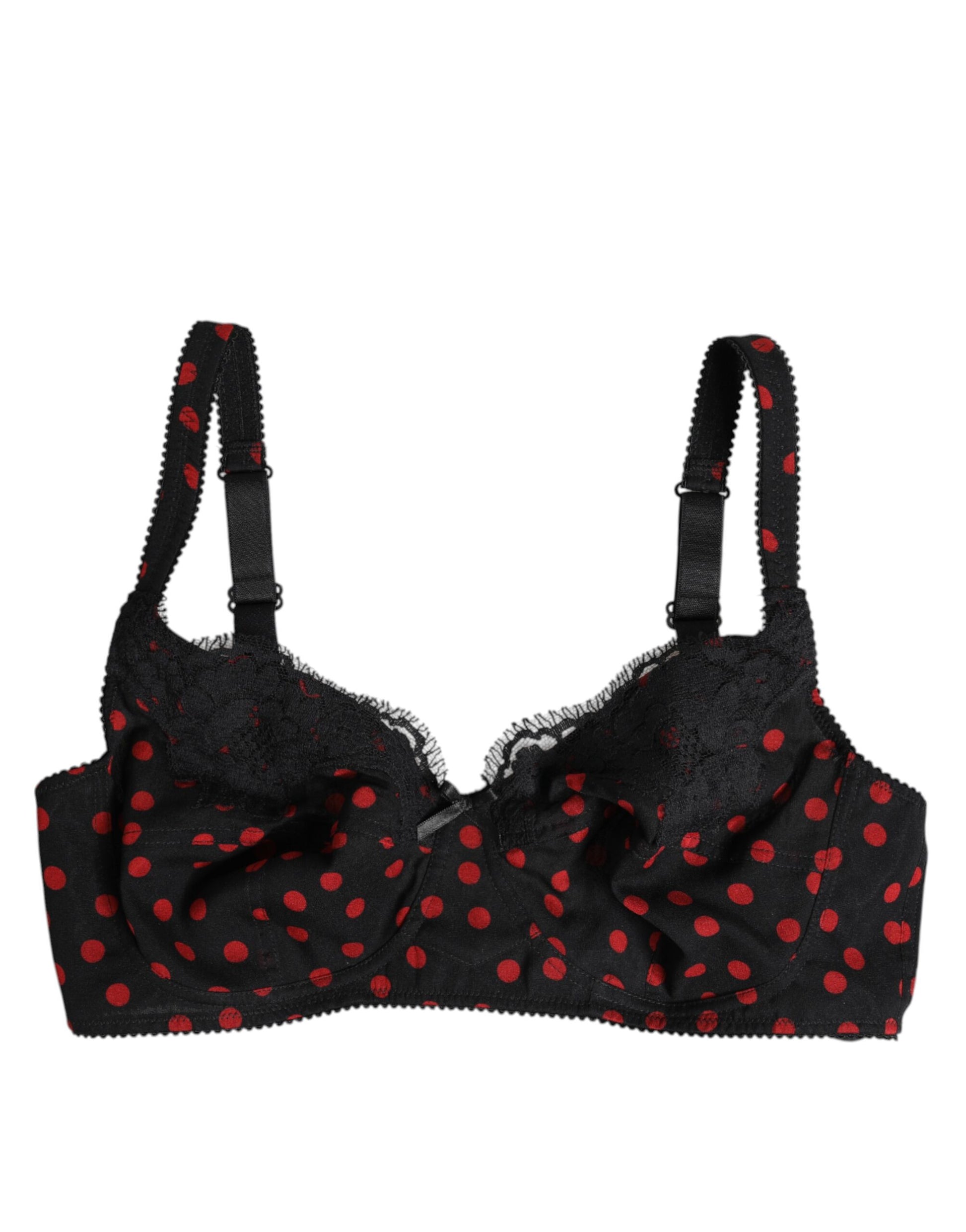 Sous-vêtements balconnets à armatures Dolce &amp; Gabbana à pois noirs et rouges