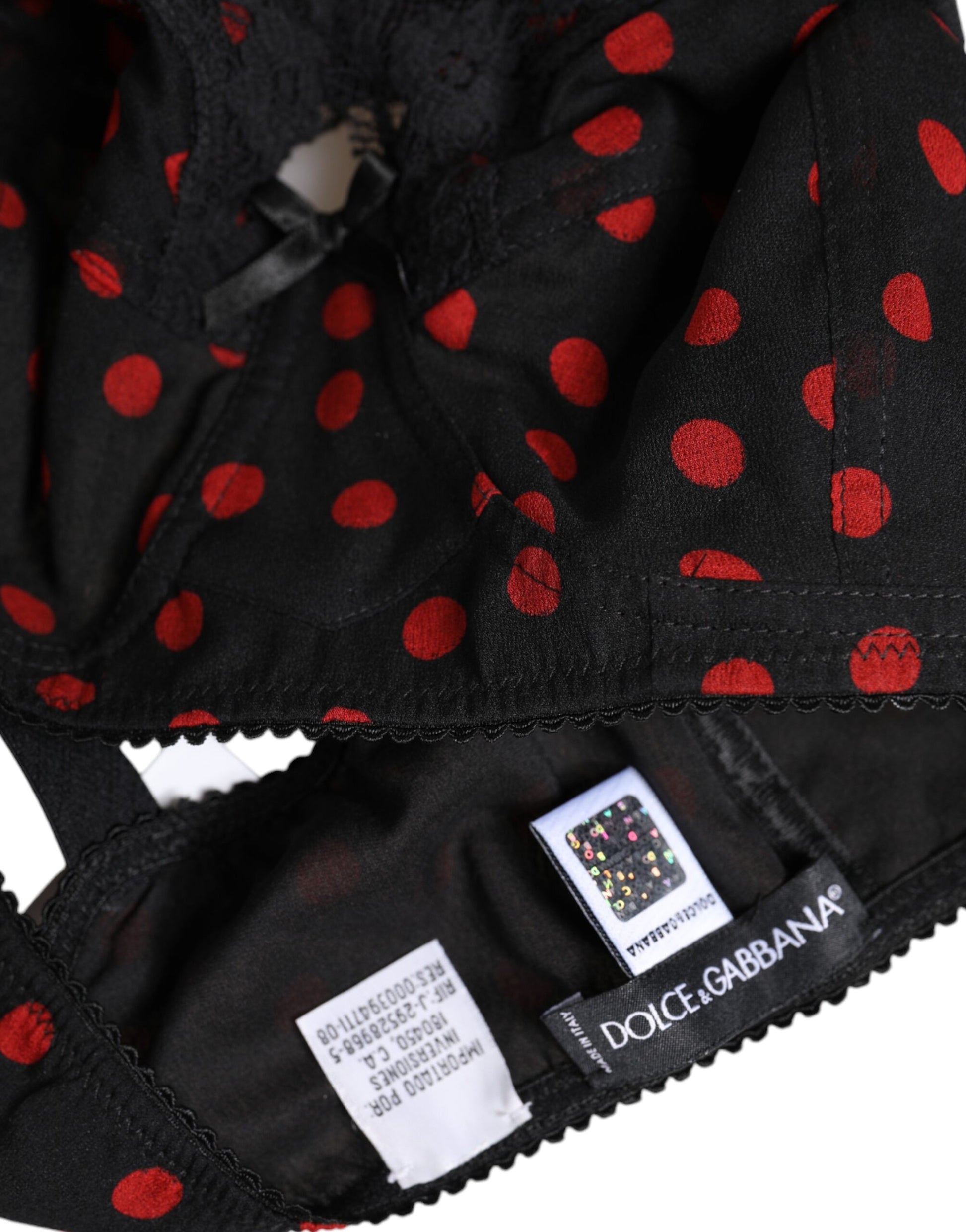 Sous-vêtements balconnets à armatures Dolce &amp; Gabbana à pois noirs et rouges