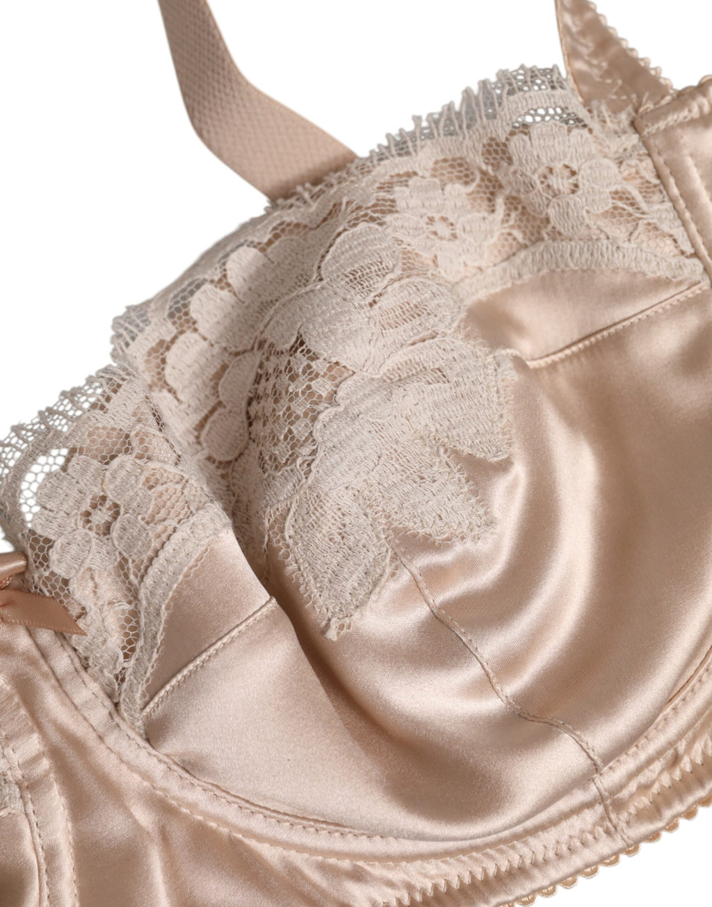 Soutien-gorge balconnet à armatures en soie beige Dolce &amp; Gabbana