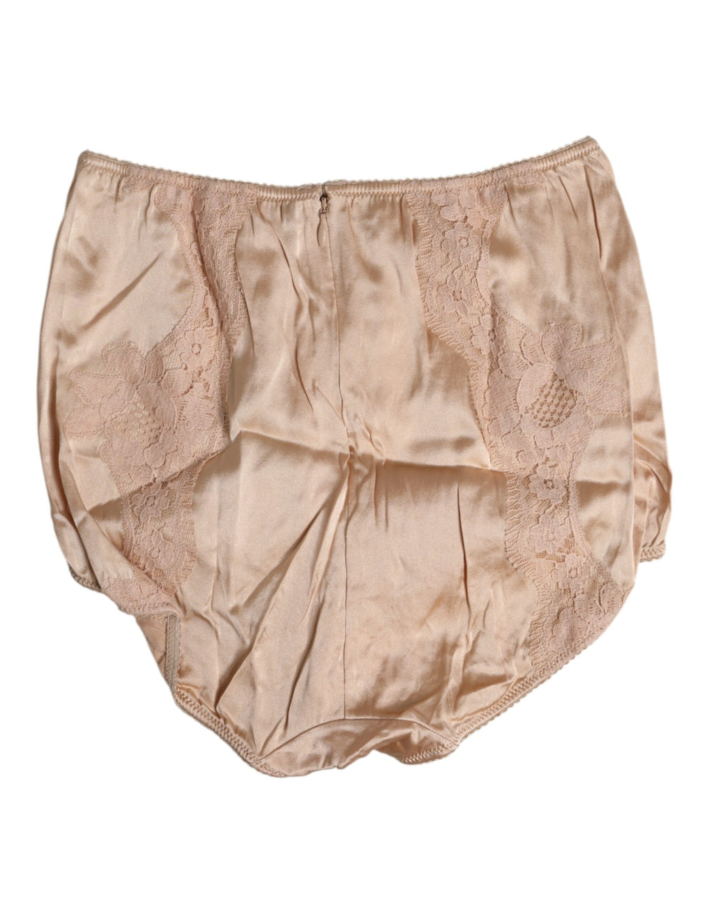 Culotte bikini taille haute en dentelle de soie beige Dolce &amp; Gabbana