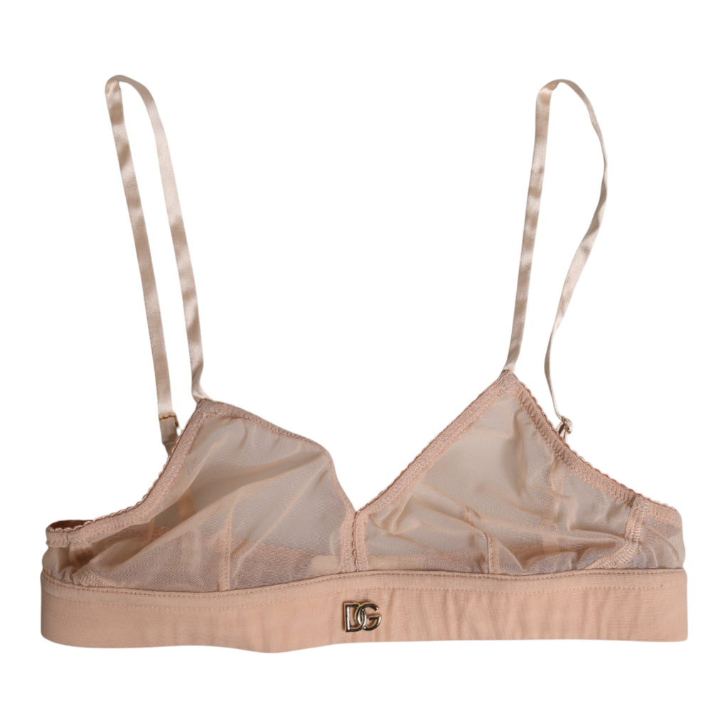 Soutien-gorge sans armatures Dolce &amp; Gabbana en nylon rose poudré avec logo DG