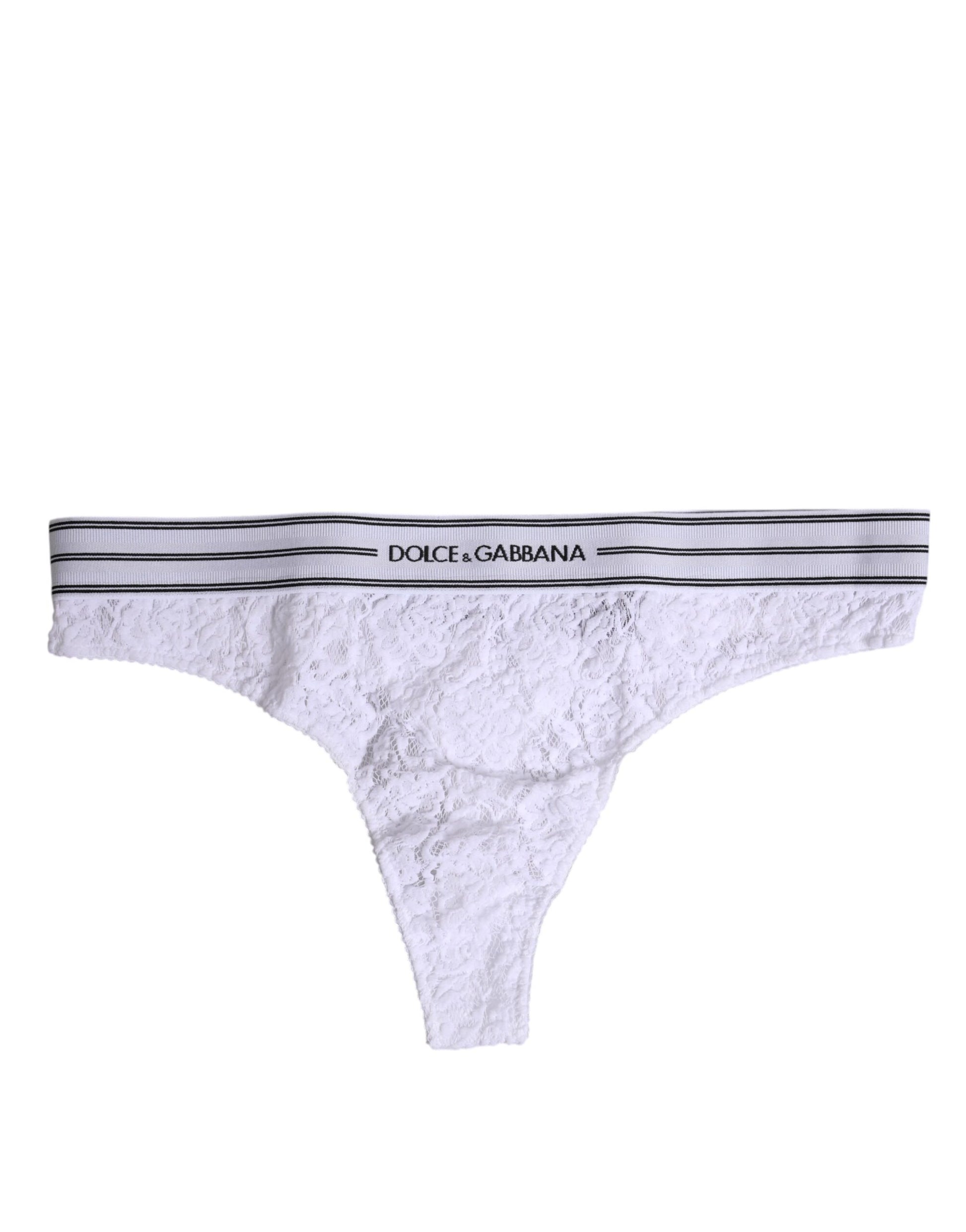 Culotte en nylon blanc à fleurs et dentelle Dolce &amp; Gabbana