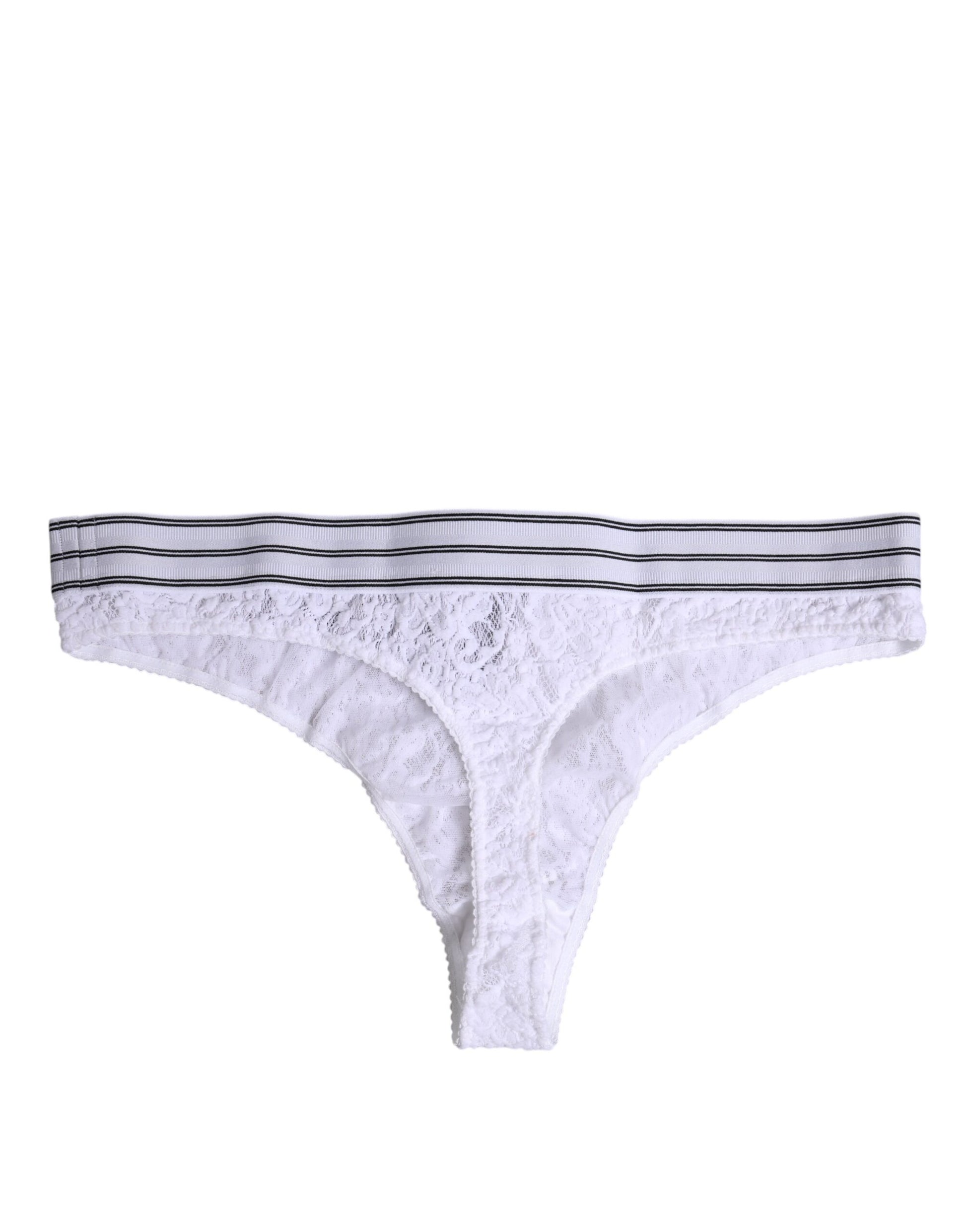 Culotte en nylon blanc à fleurs et dentelle Dolce &amp; Gabbana