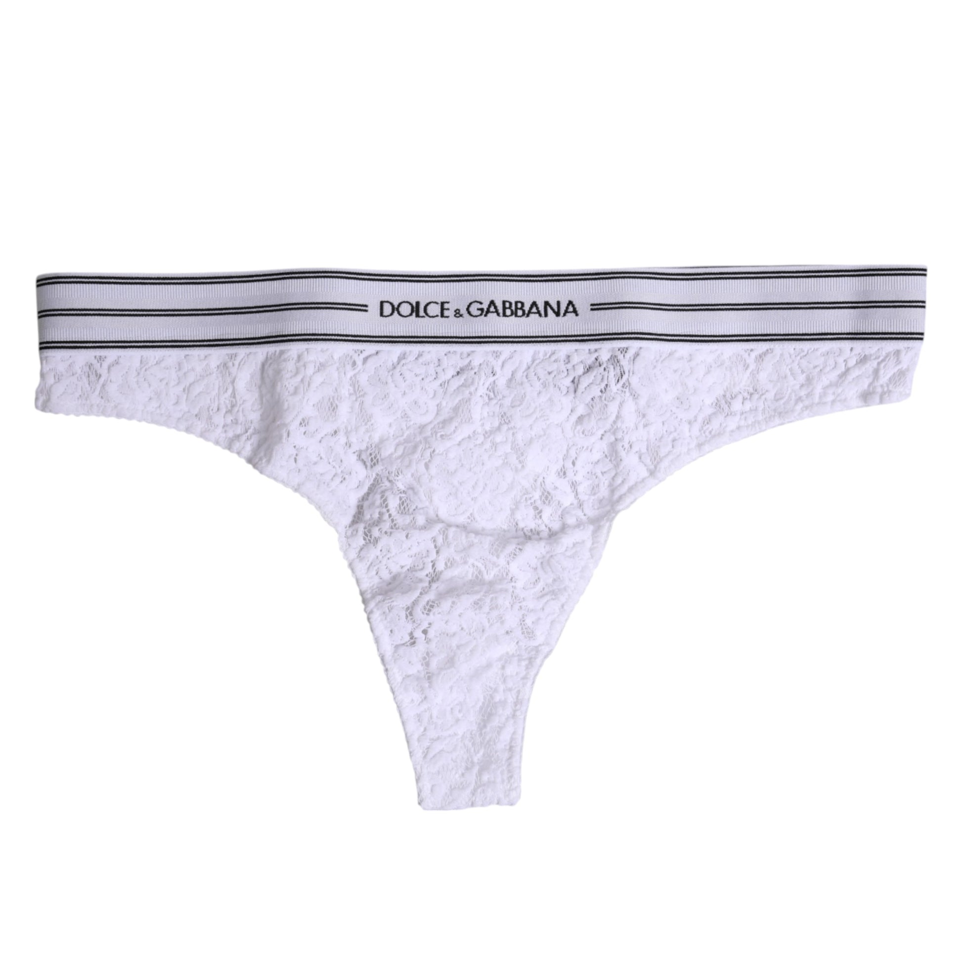 Culotte en nylon blanc à fleurs et dentelle Dolce &amp; Gabbana