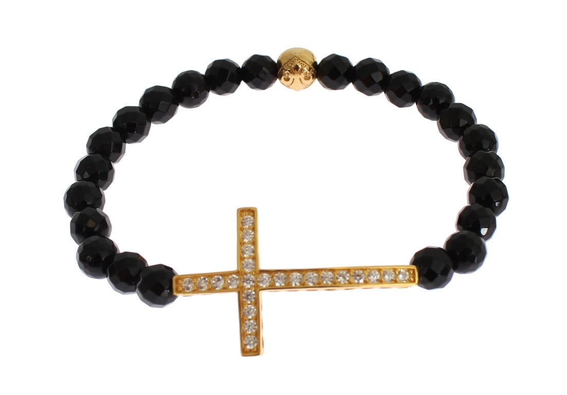 Bracelet croix en argent 925 et pierre d'agate Nialaya