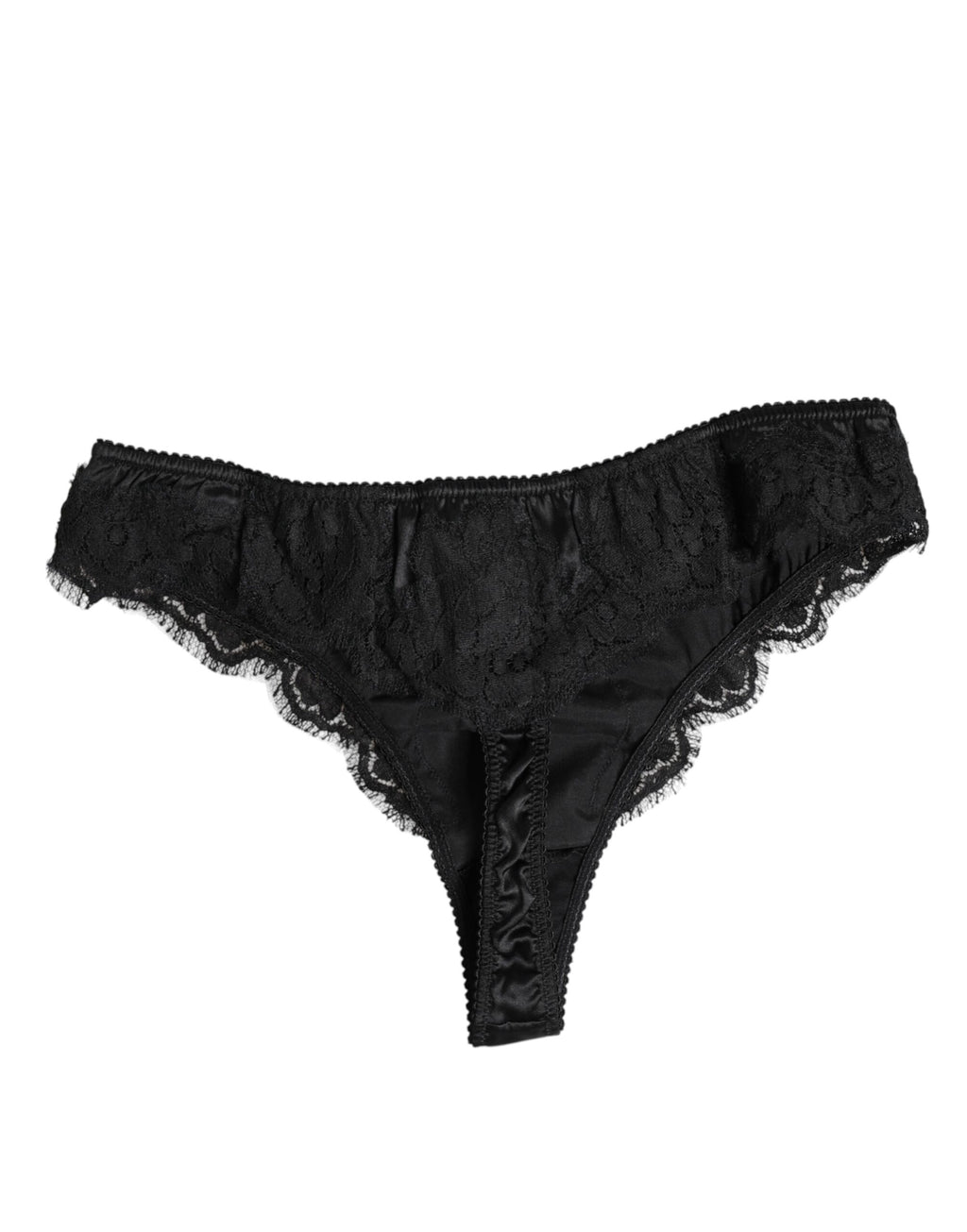 Culotte bikini extensible en dentelle de soie noire Dolce &amp; Gabbana