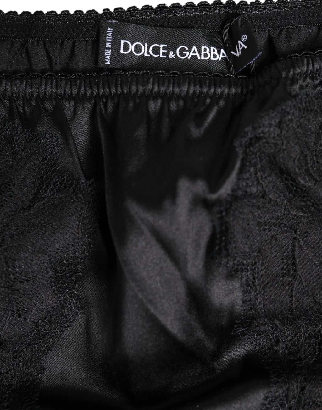 Culotte bikini extensible en dentelle de soie noire Dolce &amp; Gabbana