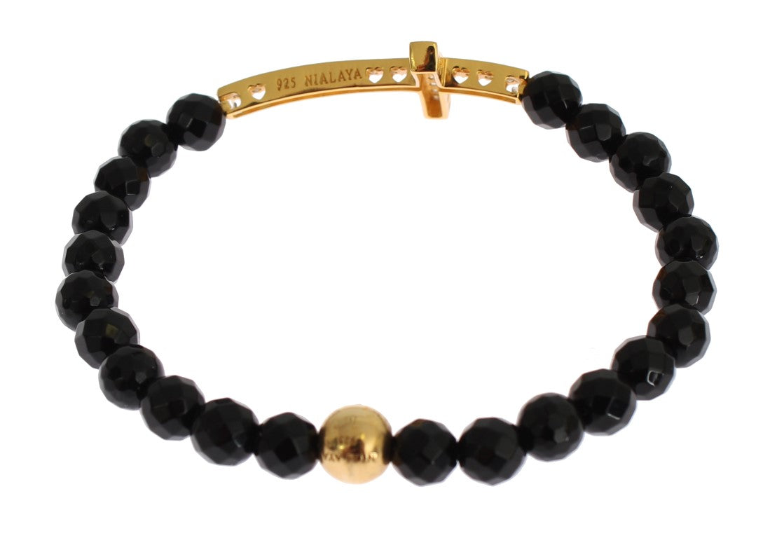 Bracelet croix en argent 925 et pierre d'agate Nialaya