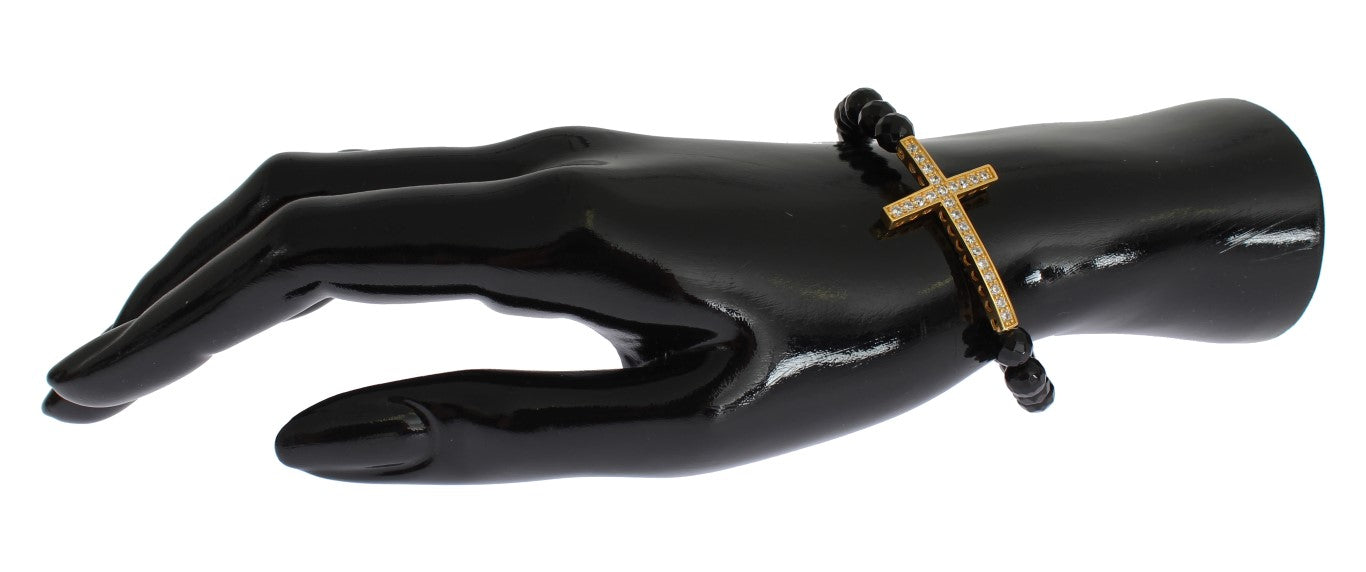 Bracelet croix en argent 925 et pierre d'agate Nialaya
