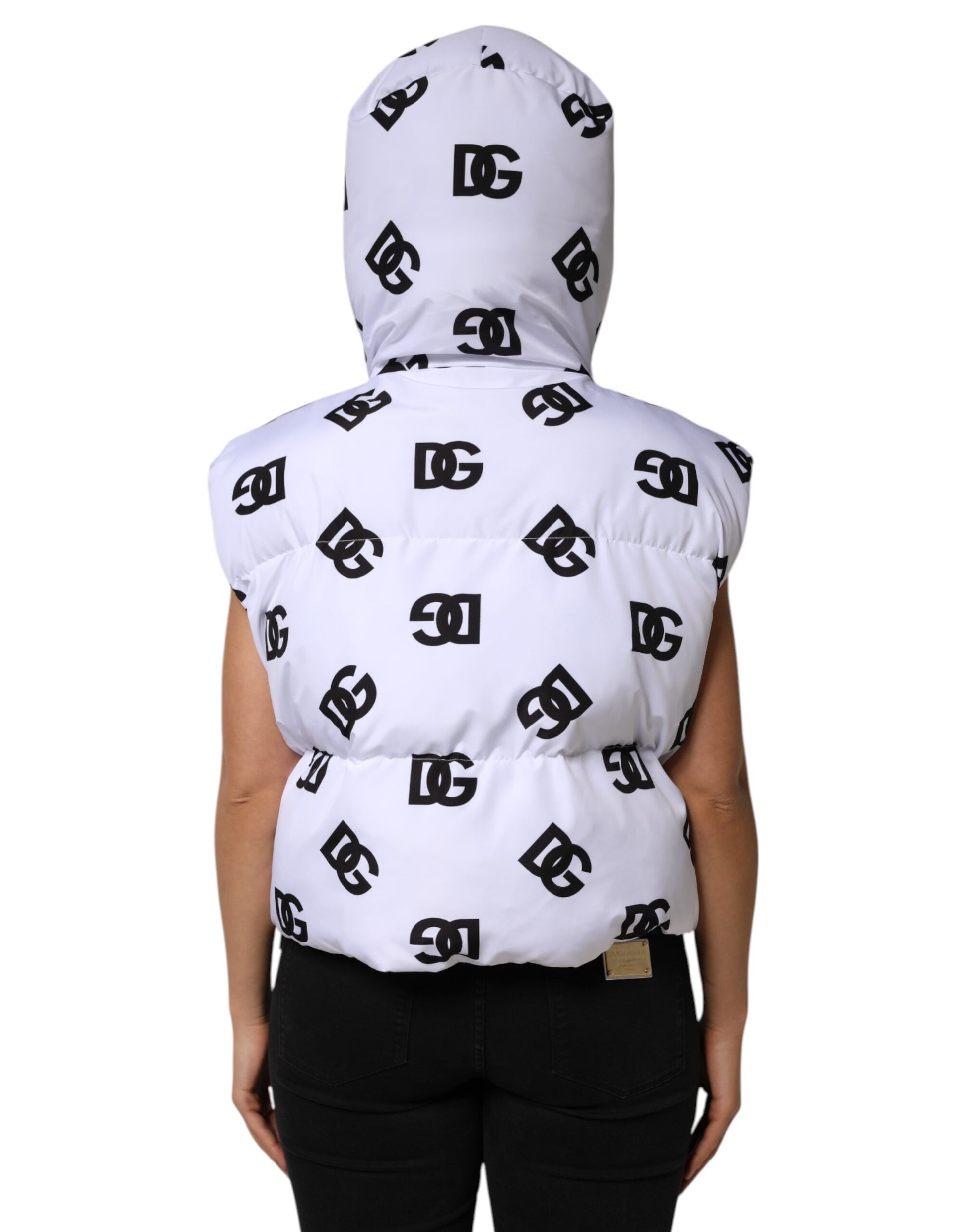 Doudoune en polyester Dolce &amp; Gabbana blanche et noire DG Mania