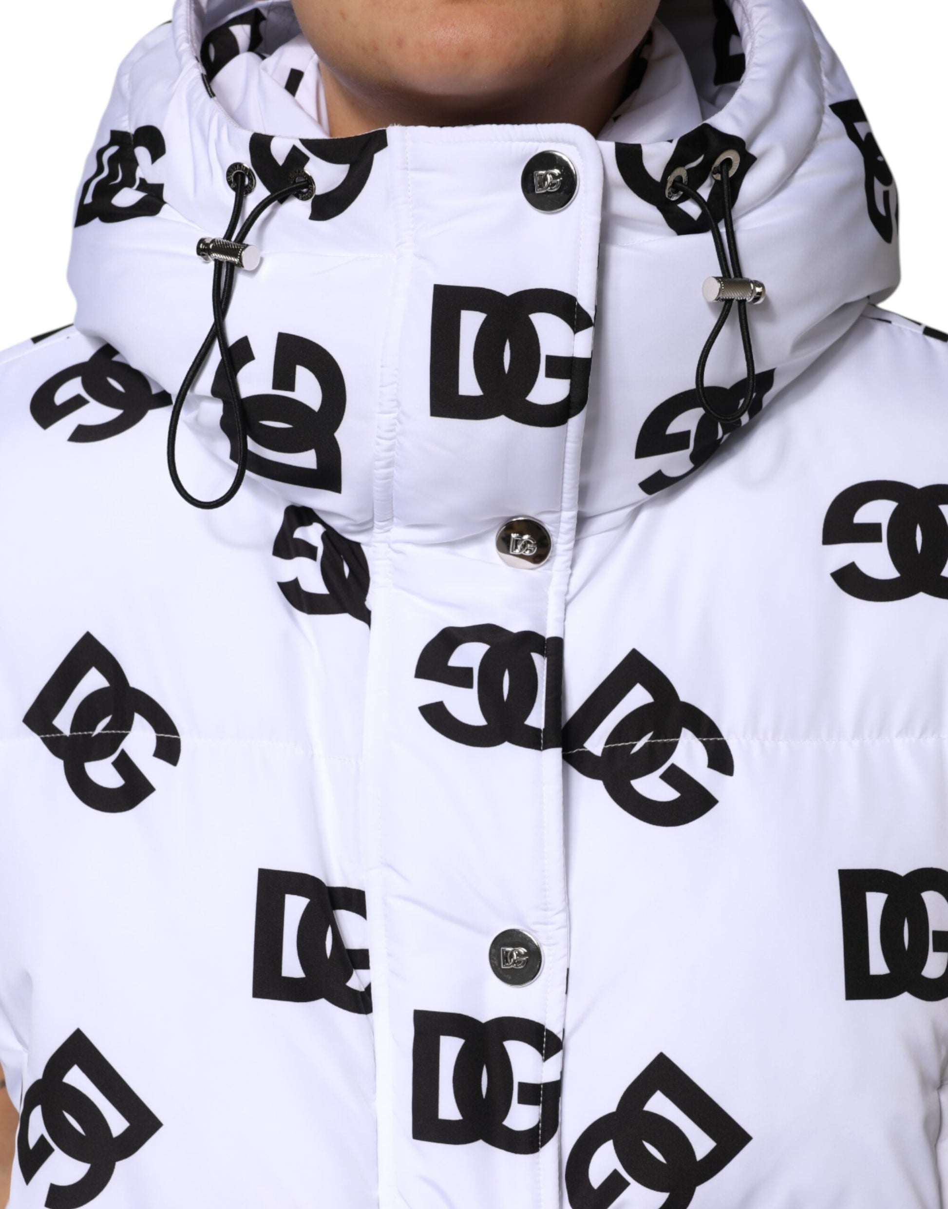 Doudoune en polyester Dolce &amp; Gabbana blanche et noire DG Mania