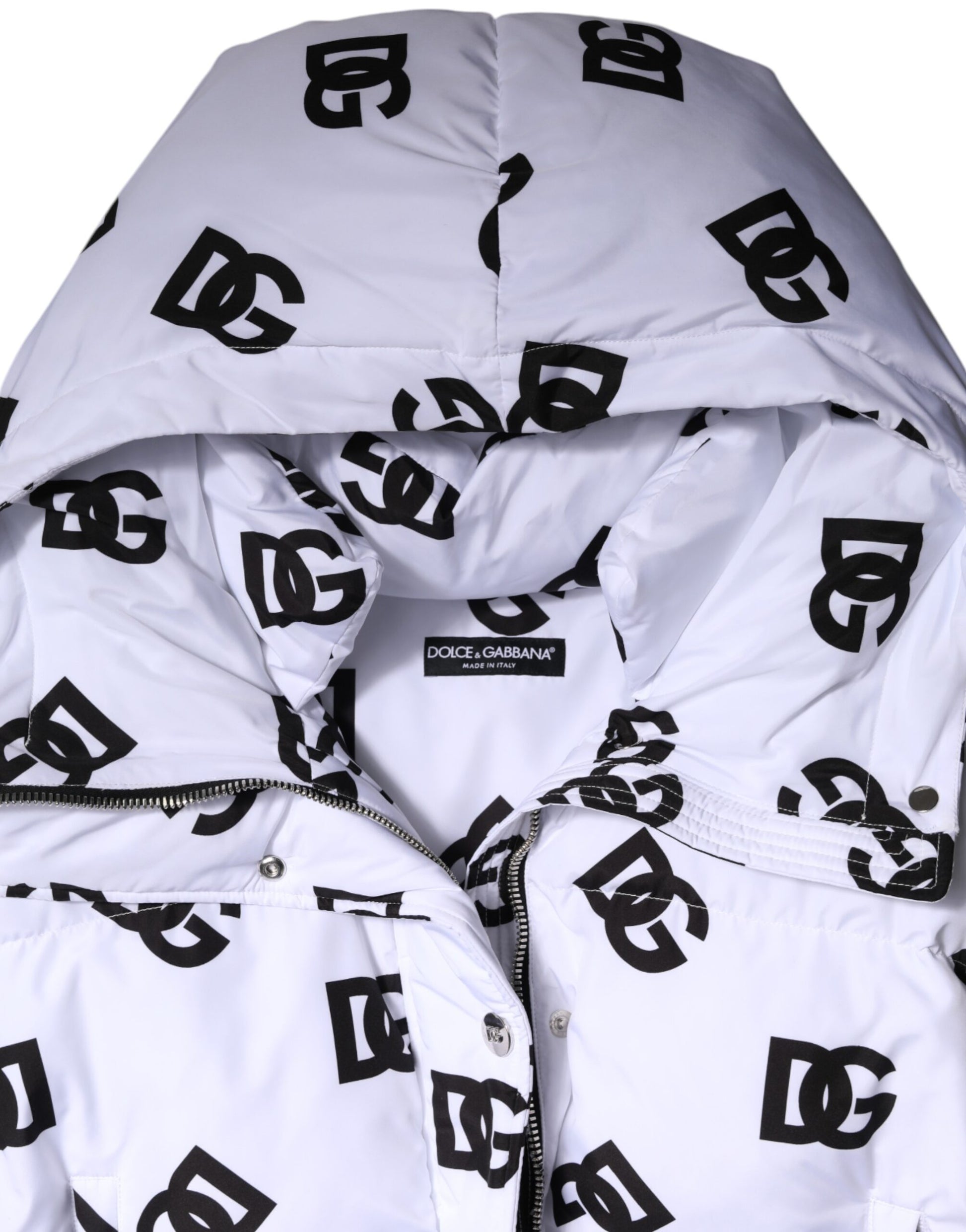 Doudoune en polyester Dolce &amp; Gabbana blanche et noire DG Mania