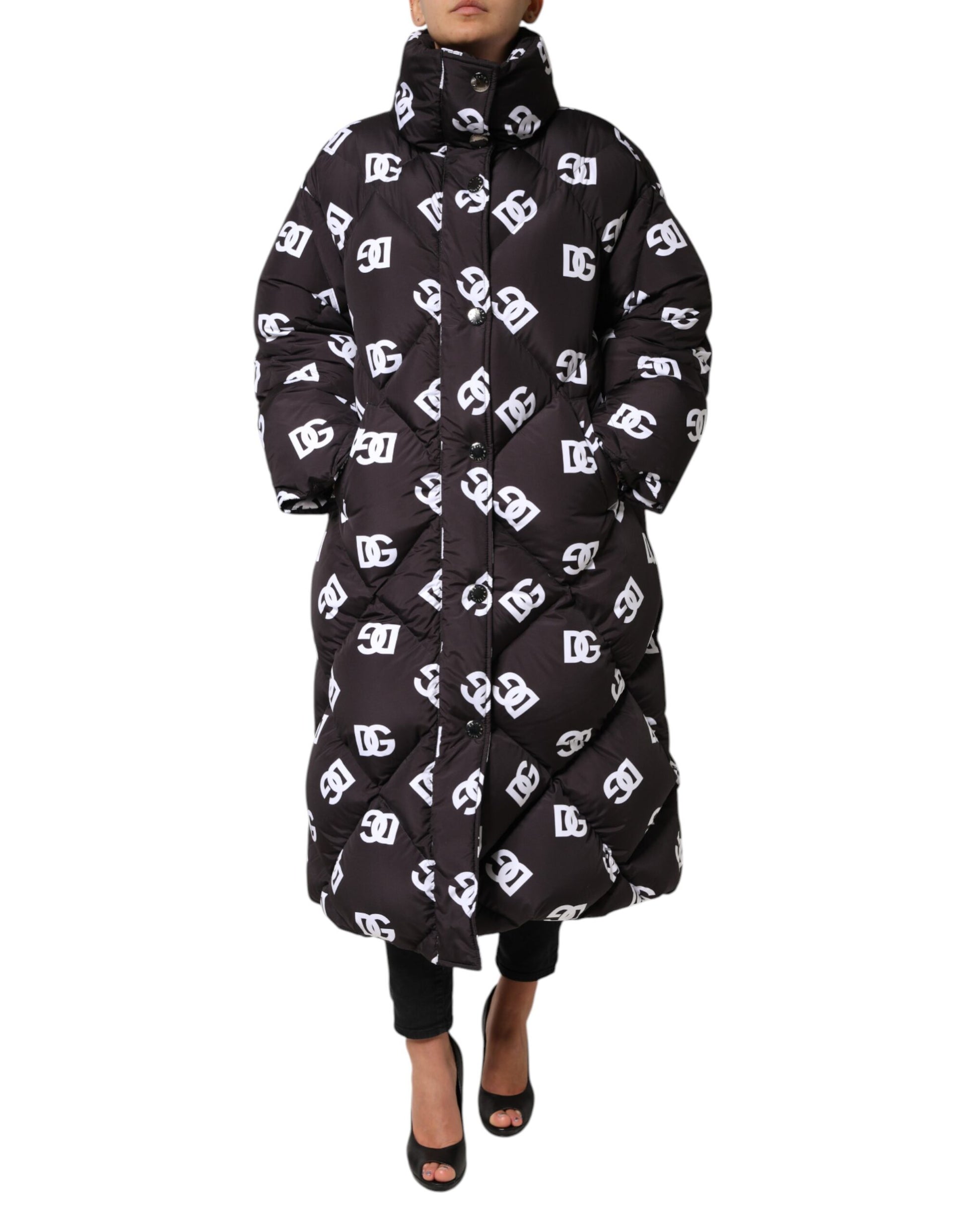 Dolce &amp; Gabbana Doudoune longue matelassée noire DG Mania