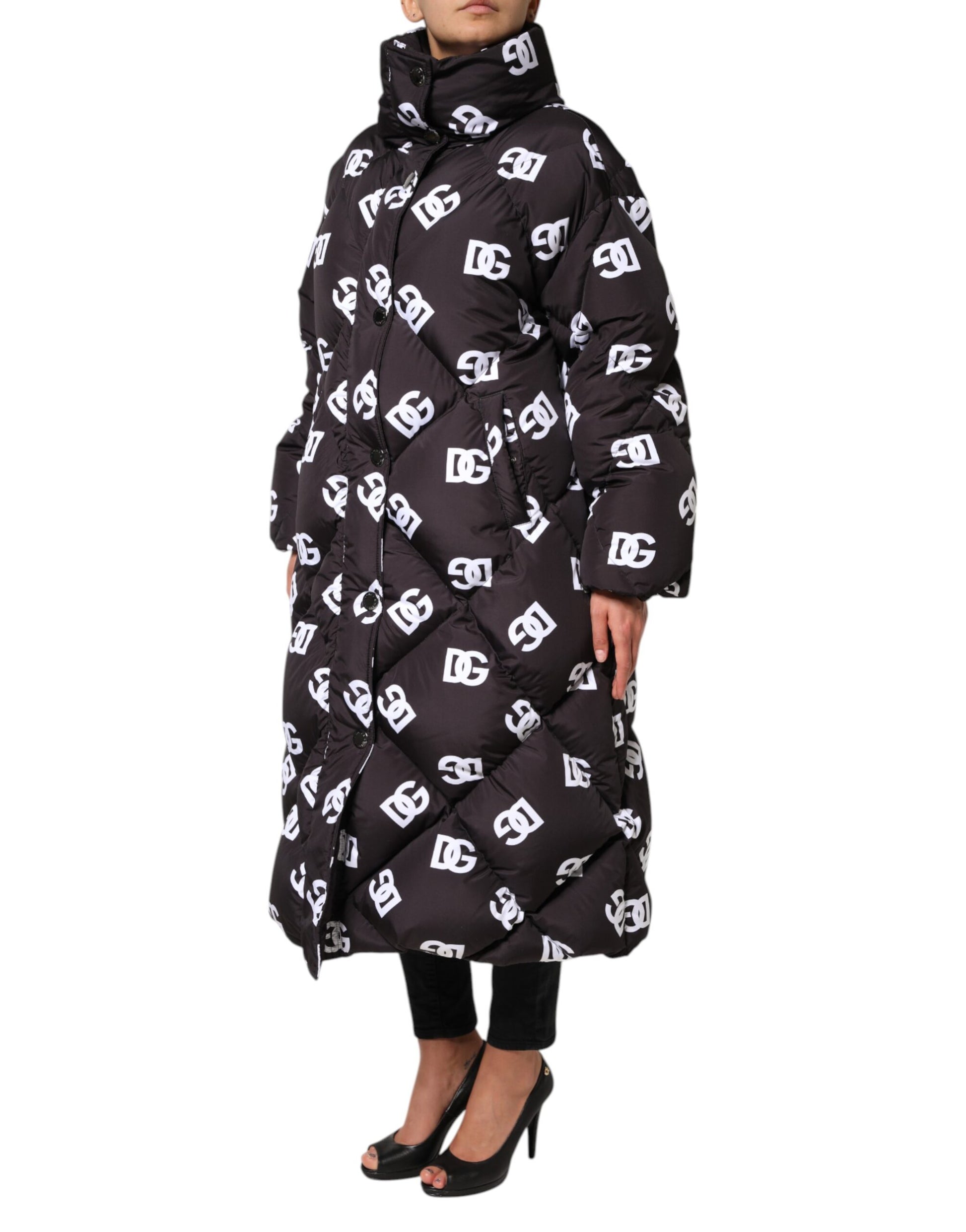 Dolce &amp; Gabbana Doudoune longue matelassée noire DG Mania