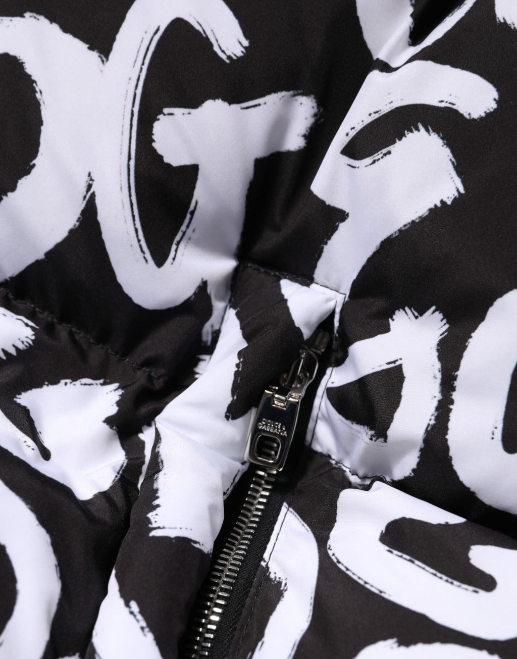 Dolce &amp; Gabbana Manteau long à capuche noir et blanc DG Mania