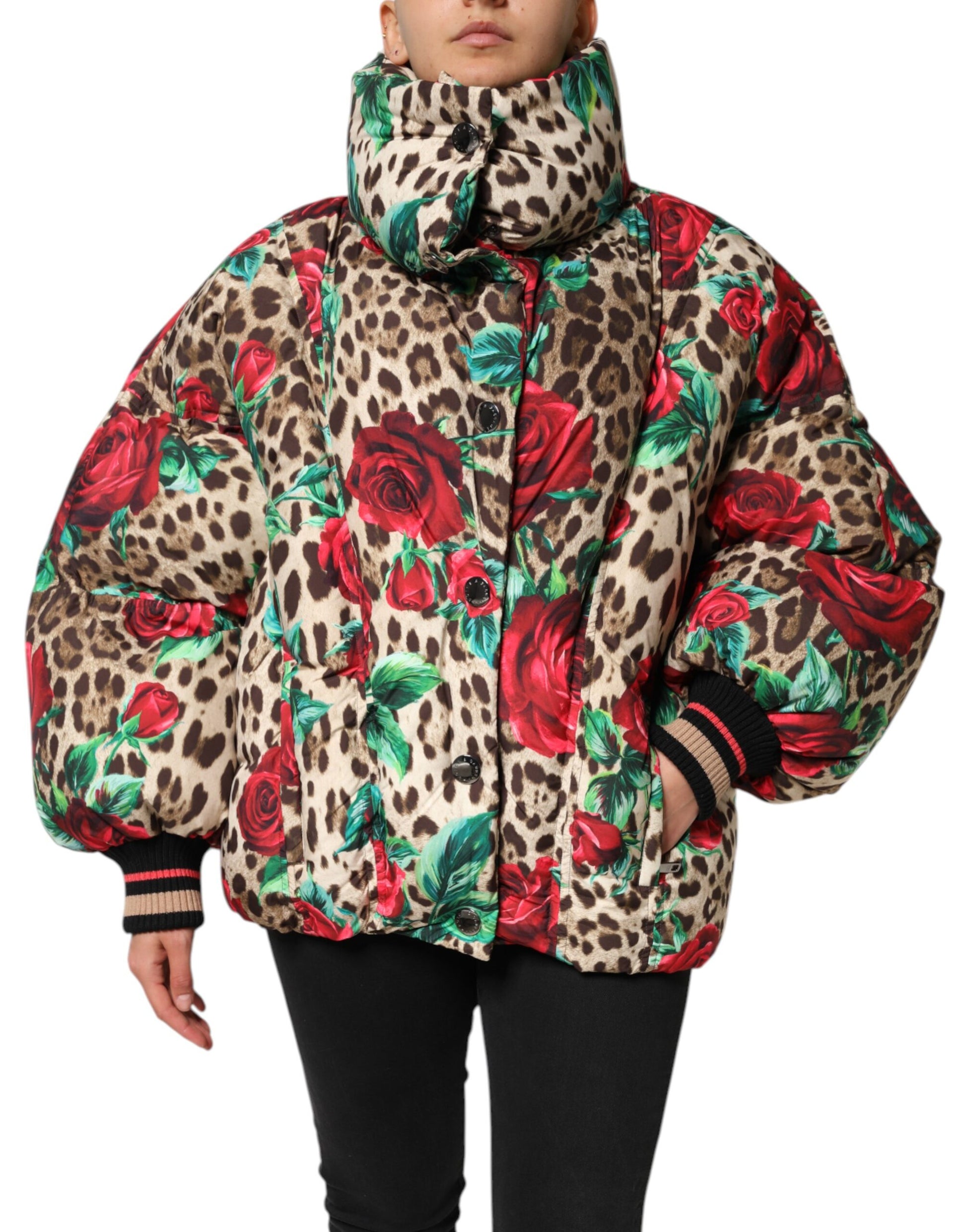 Dolce &amp; Gabbana Doudoune matelassée multicolore à imprimé léopard et roses