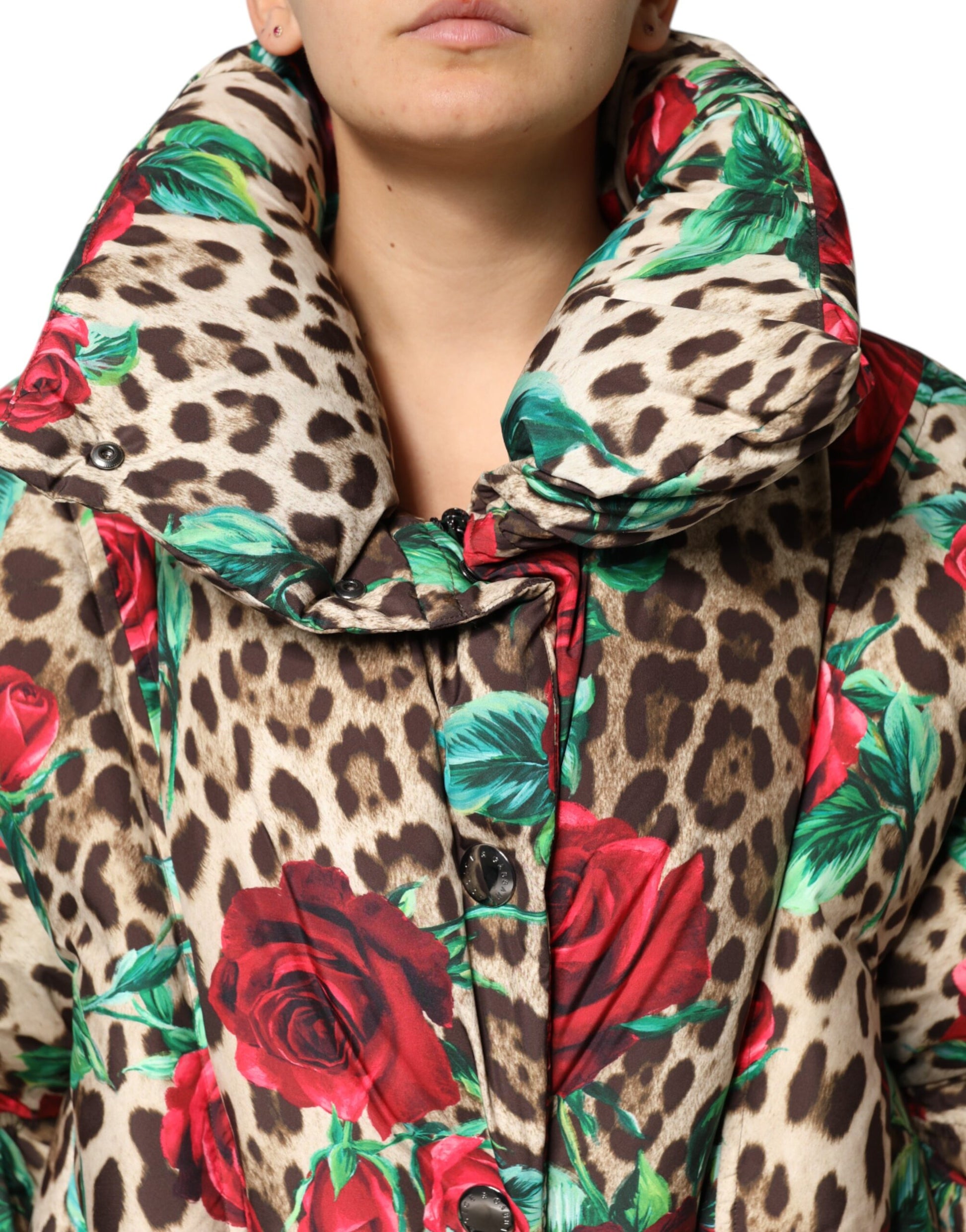 Dolce &amp; Gabbana Doudoune matelassée multicolore à imprimé léopard et roses