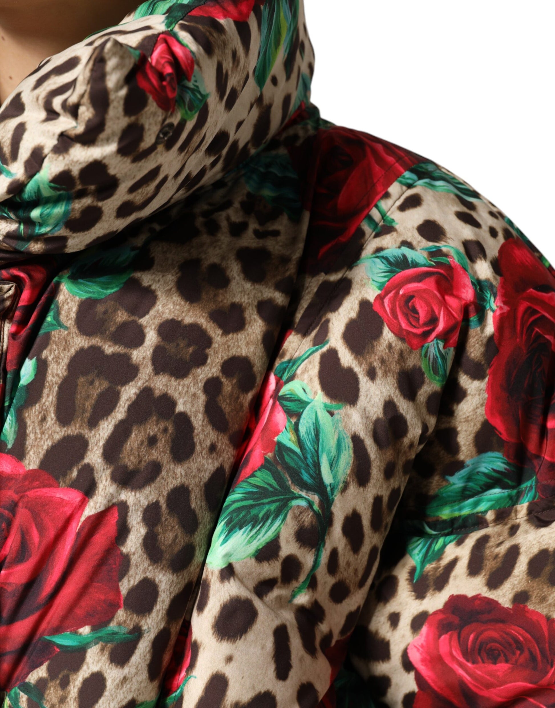 Dolce &amp; Gabbana Doudoune matelassée multicolore à imprimé léopard et roses