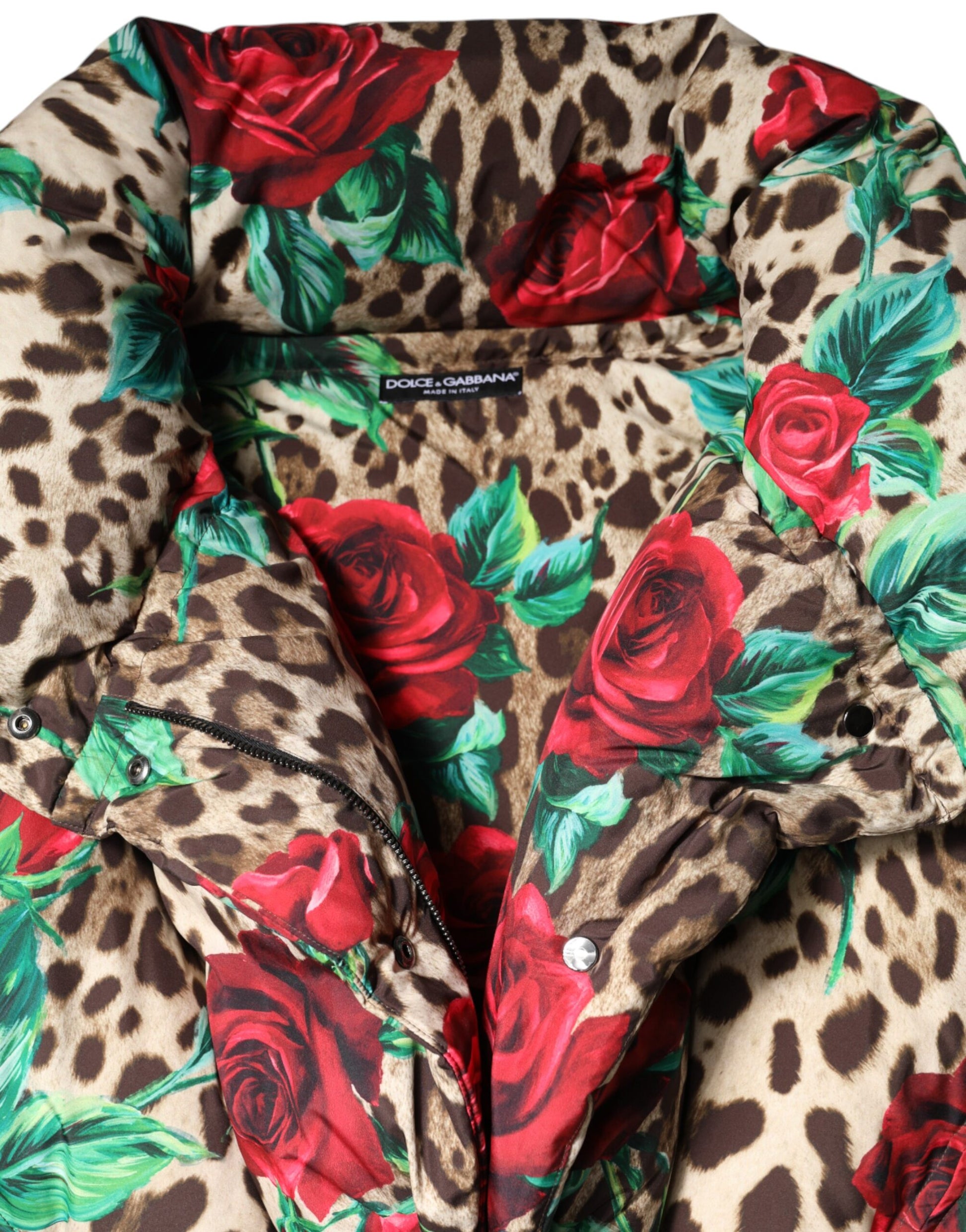 Dolce &amp; Gabbana Doudoune matelassée multicolore à imprimé léopard et roses
