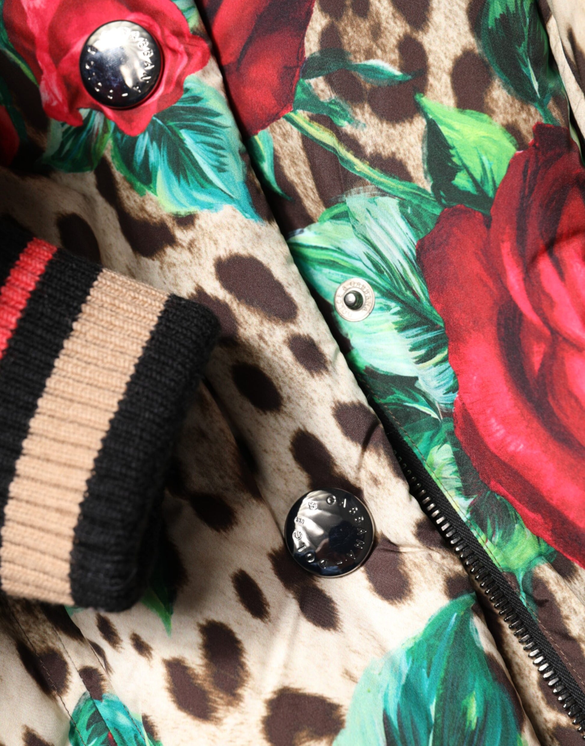 Dolce &amp; Gabbana Doudoune matelassée multicolore à imprimé léopard et roses