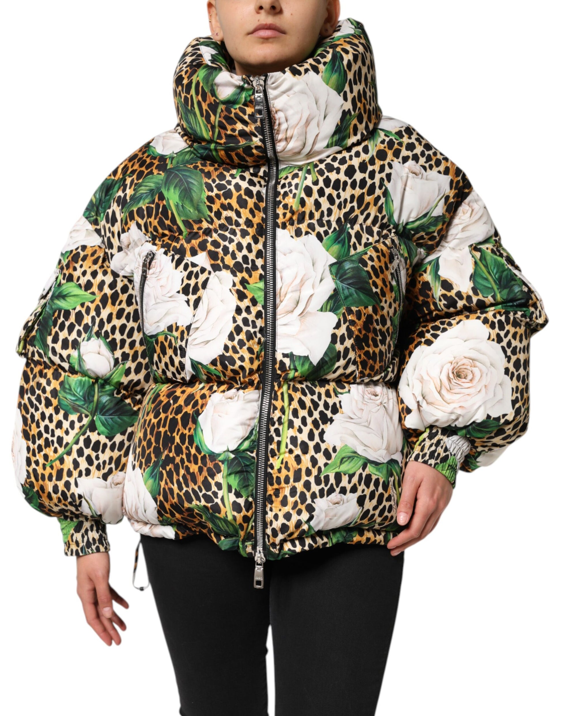 Dolce &amp; Gabbana Doudoune matelassée multicolore à imprimé léopard et roses