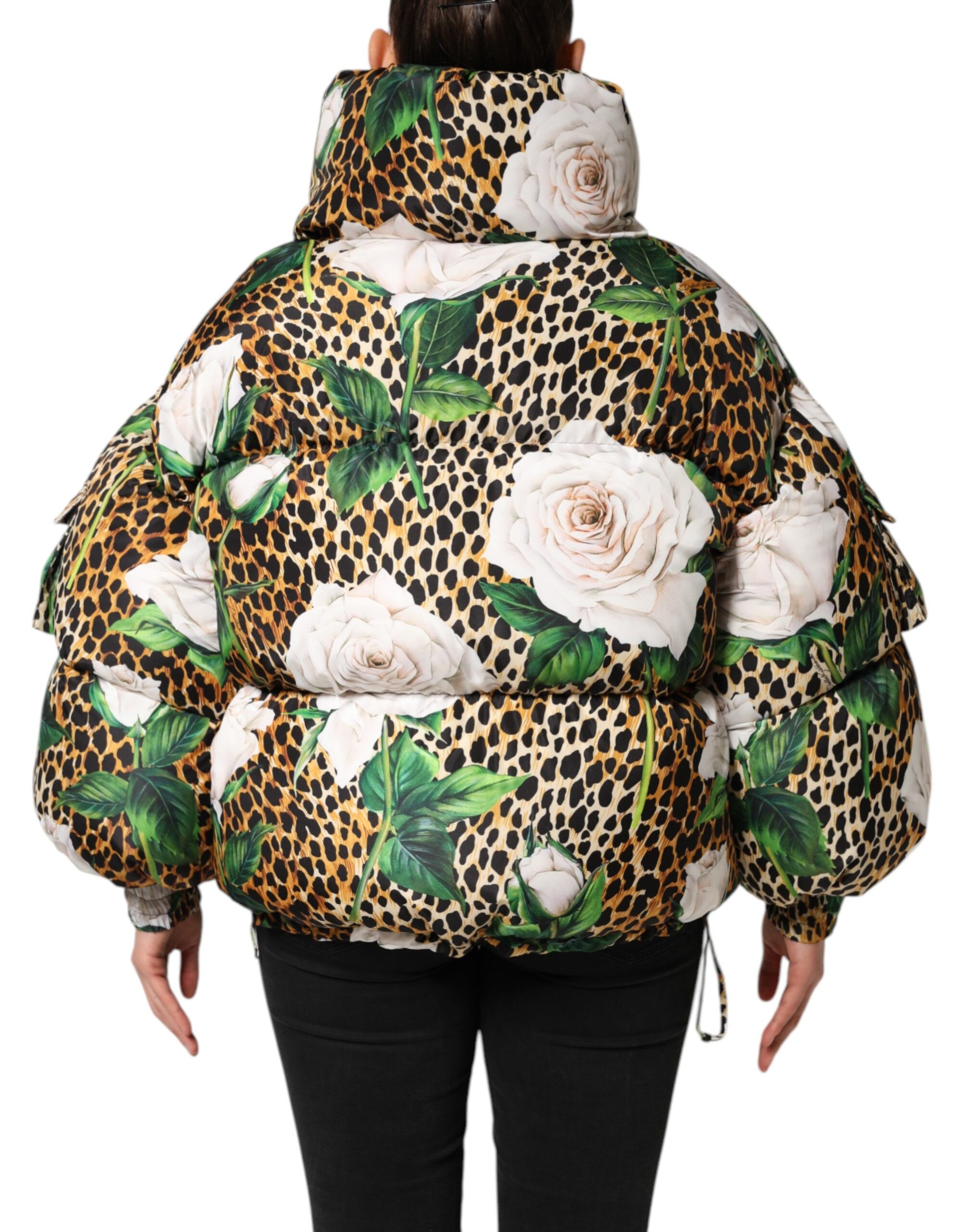 Dolce &amp; Gabbana Doudoune matelassée multicolore à imprimé léopard et roses