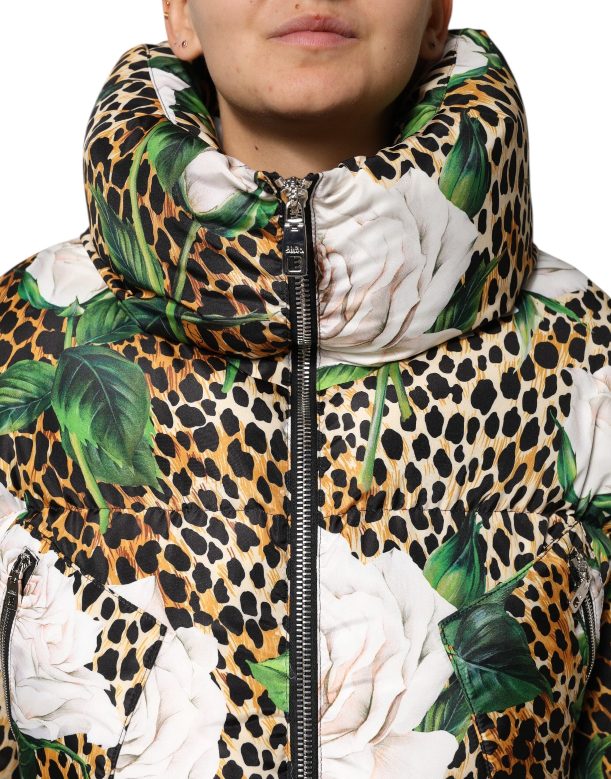 Dolce &amp; Gabbana Doudoune matelassée multicolore à imprimé léopard et roses