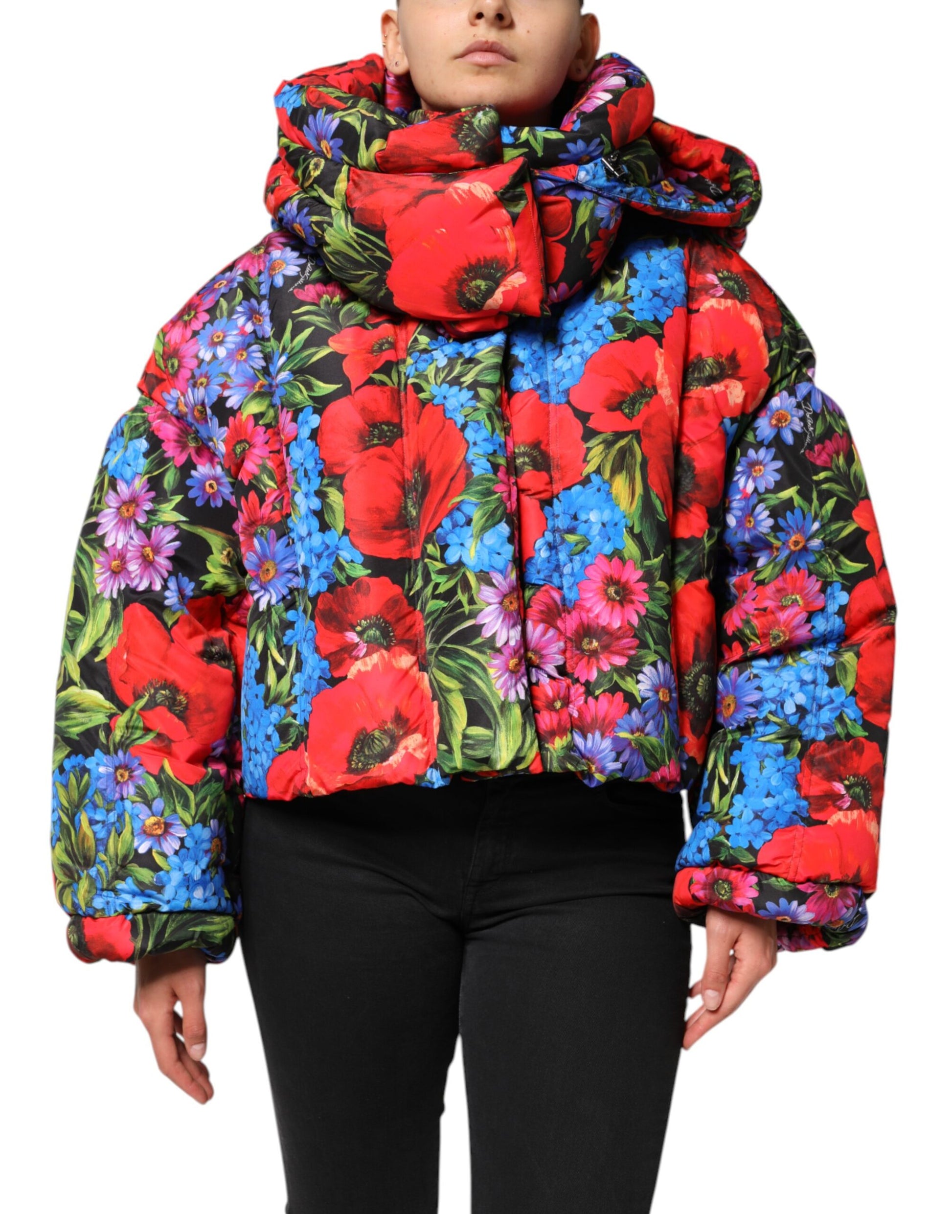 Dolce &amp; Gabbana Doudoune à capuche à fleurs multicolores
