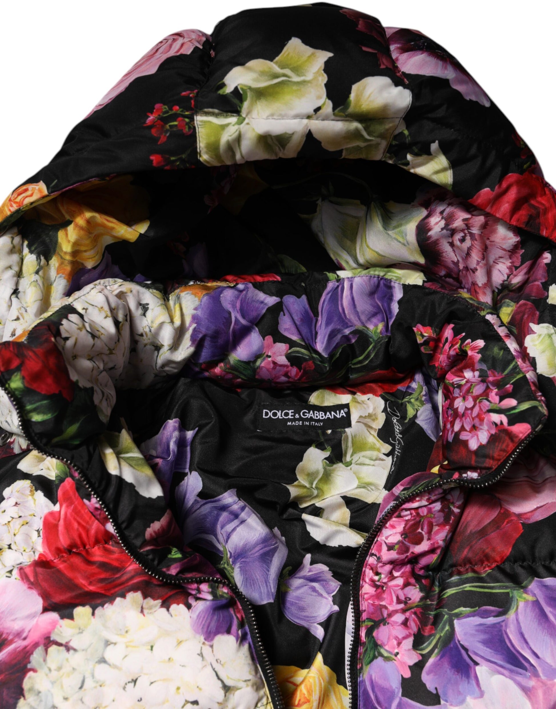 Dolce &amp; Gabbana Doudoune matelassée à capuche à imprimé floral multicolore