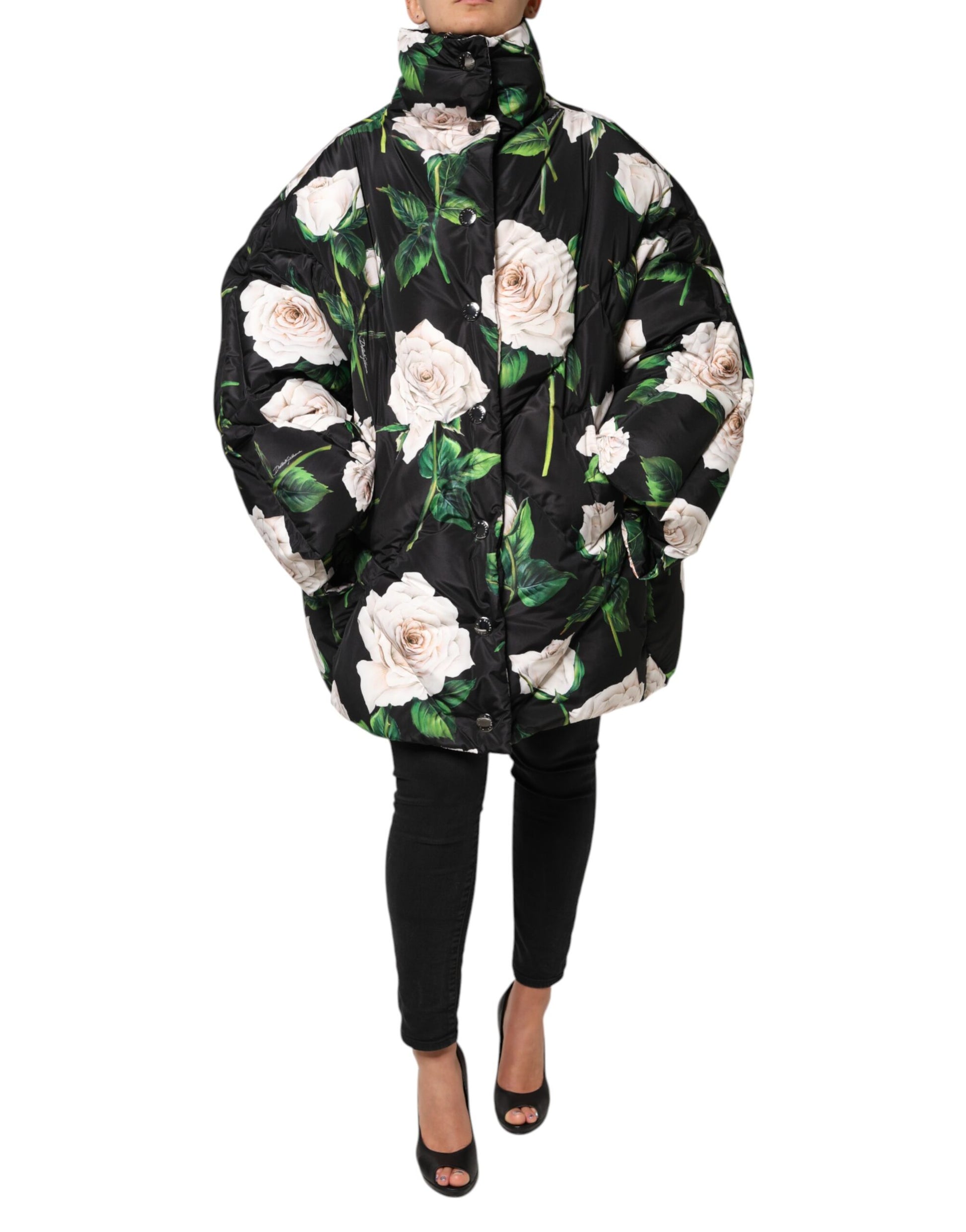 Dolce &amp; Gabbana Doudoune matelassée noire à imprimé floral