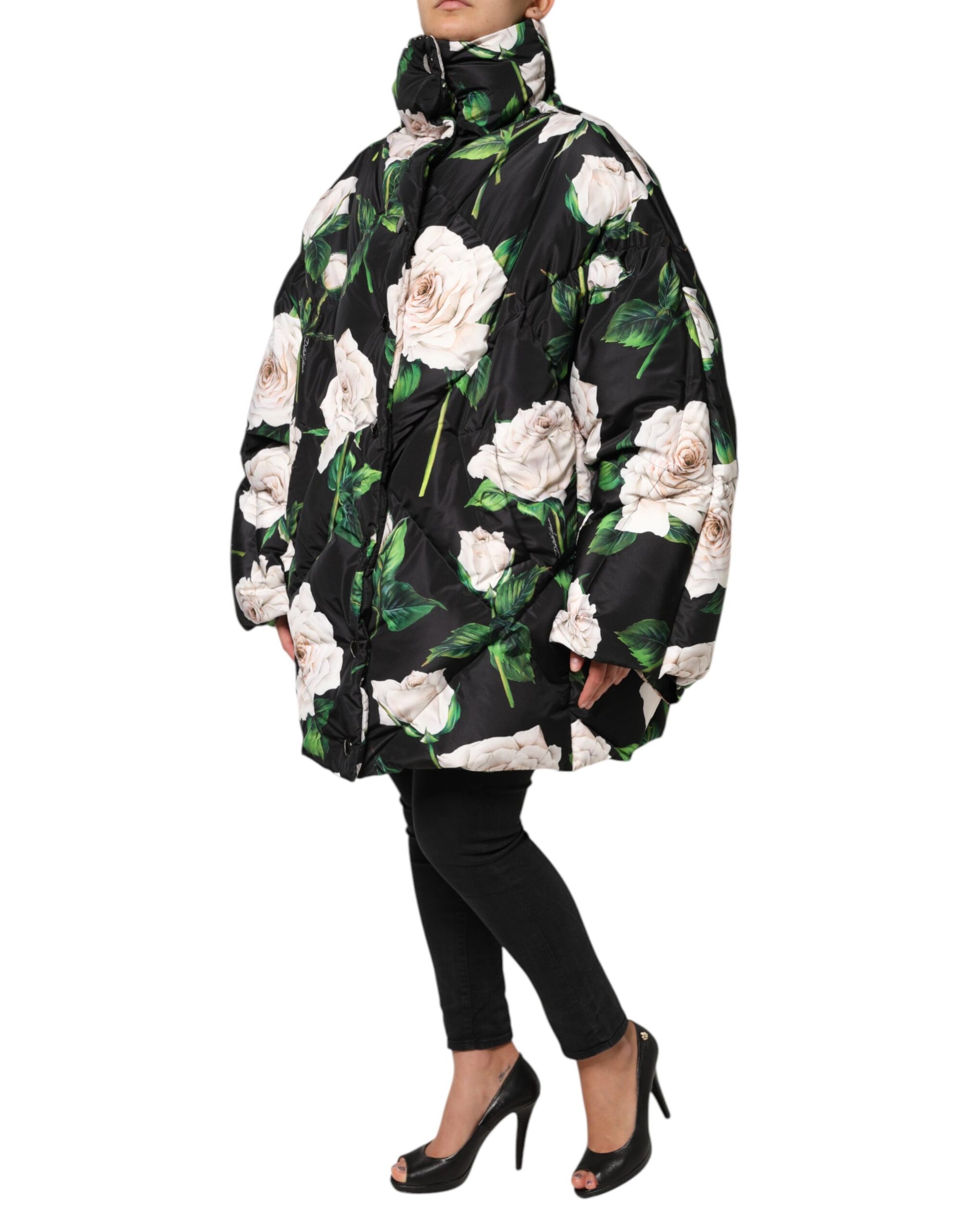Dolce &amp; Gabbana Doudoune matelassée noire à imprimé floral