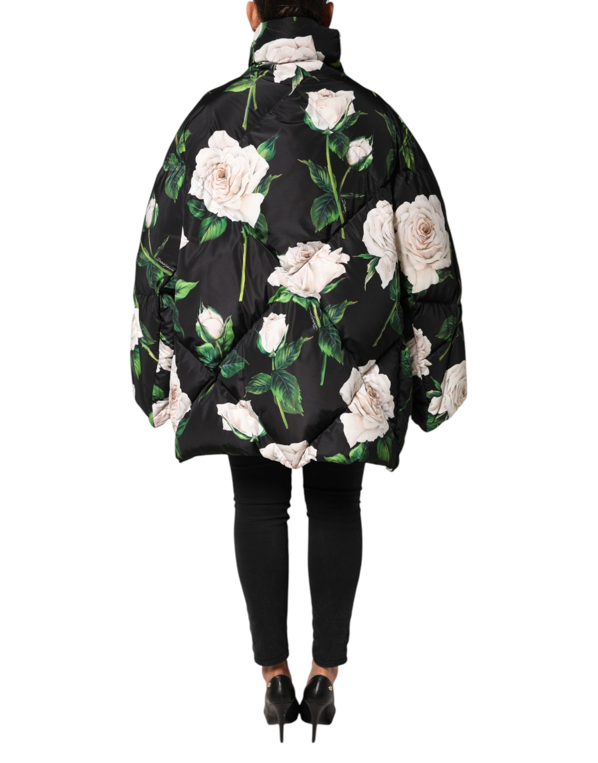 Dolce &amp; Gabbana Doudoune matelassée noire à imprimé floral