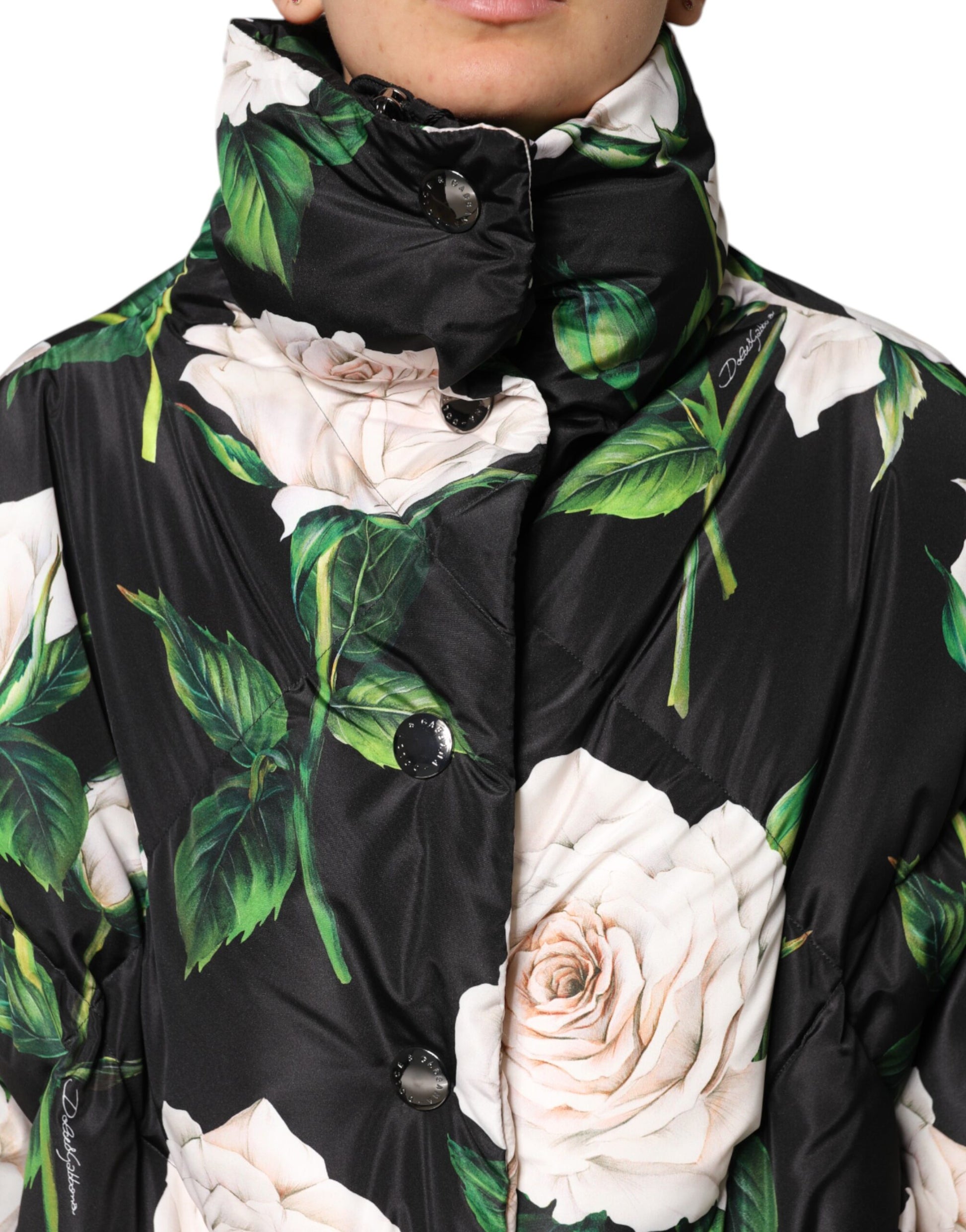 Dolce &amp; Gabbana Doudoune matelassée noire à imprimé floral