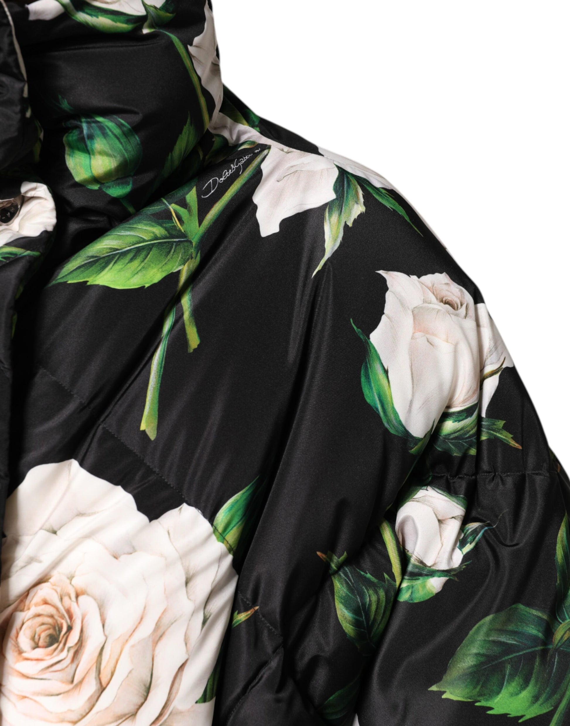 Dolce &amp; Gabbana Doudoune matelassée noire à imprimé floral