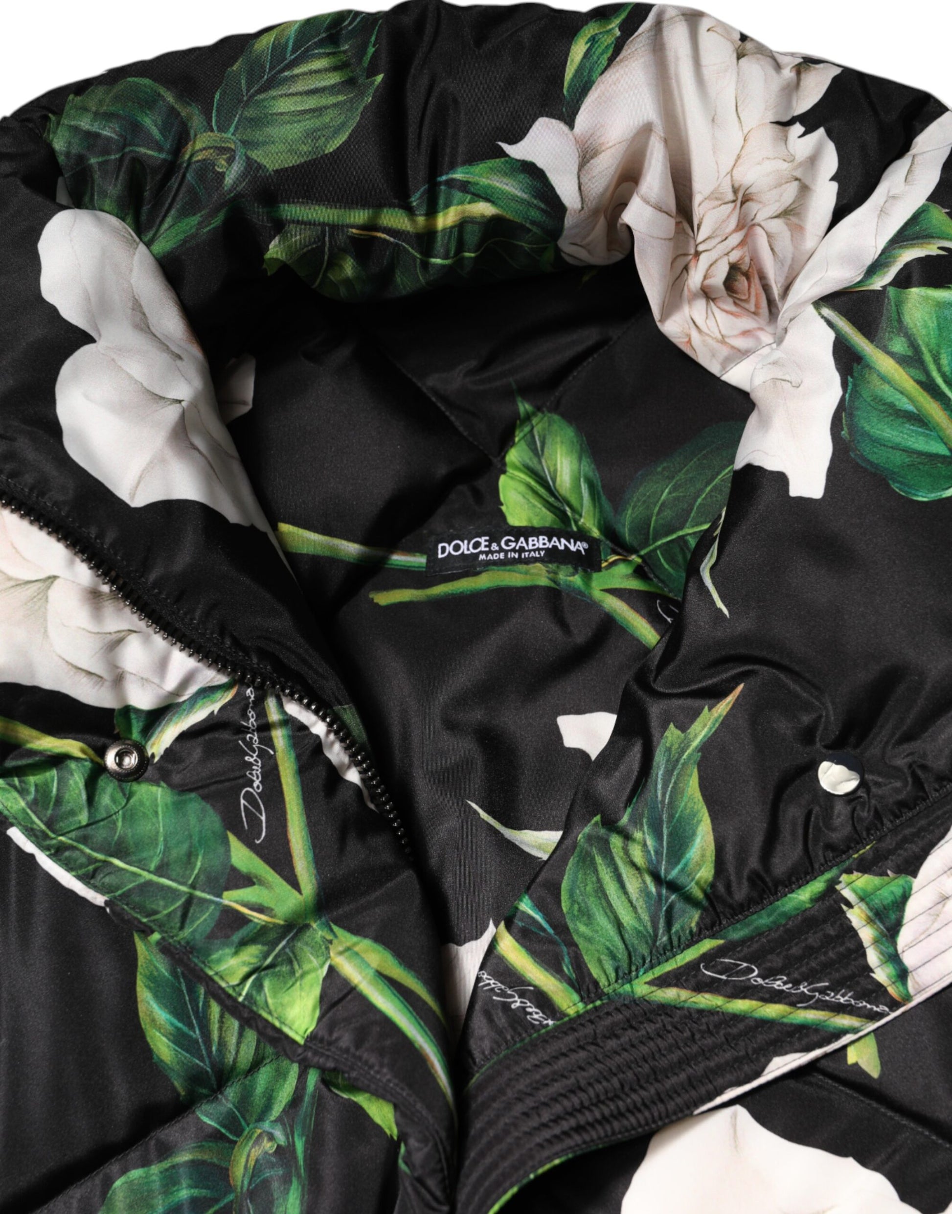 Dolce &amp; Gabbana Doudoune matelassée noire à imprimé floral