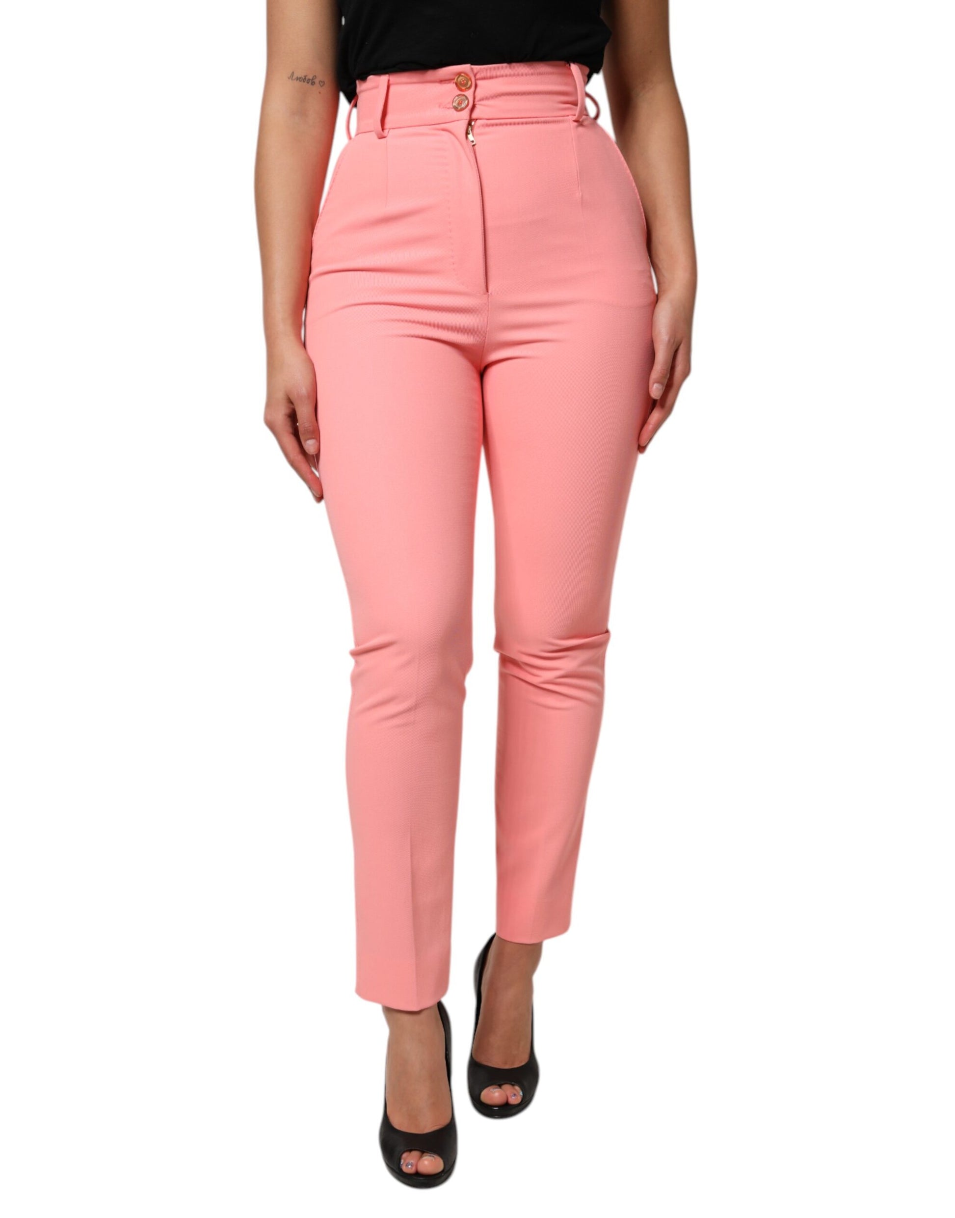Pantalon fuselé taille haute rose Dolce &amp; Gabbana