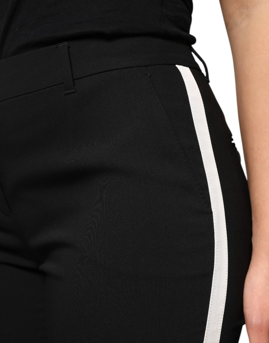Pantalon fuselé taille haute en laine noire Dolce &amp; Gabbana