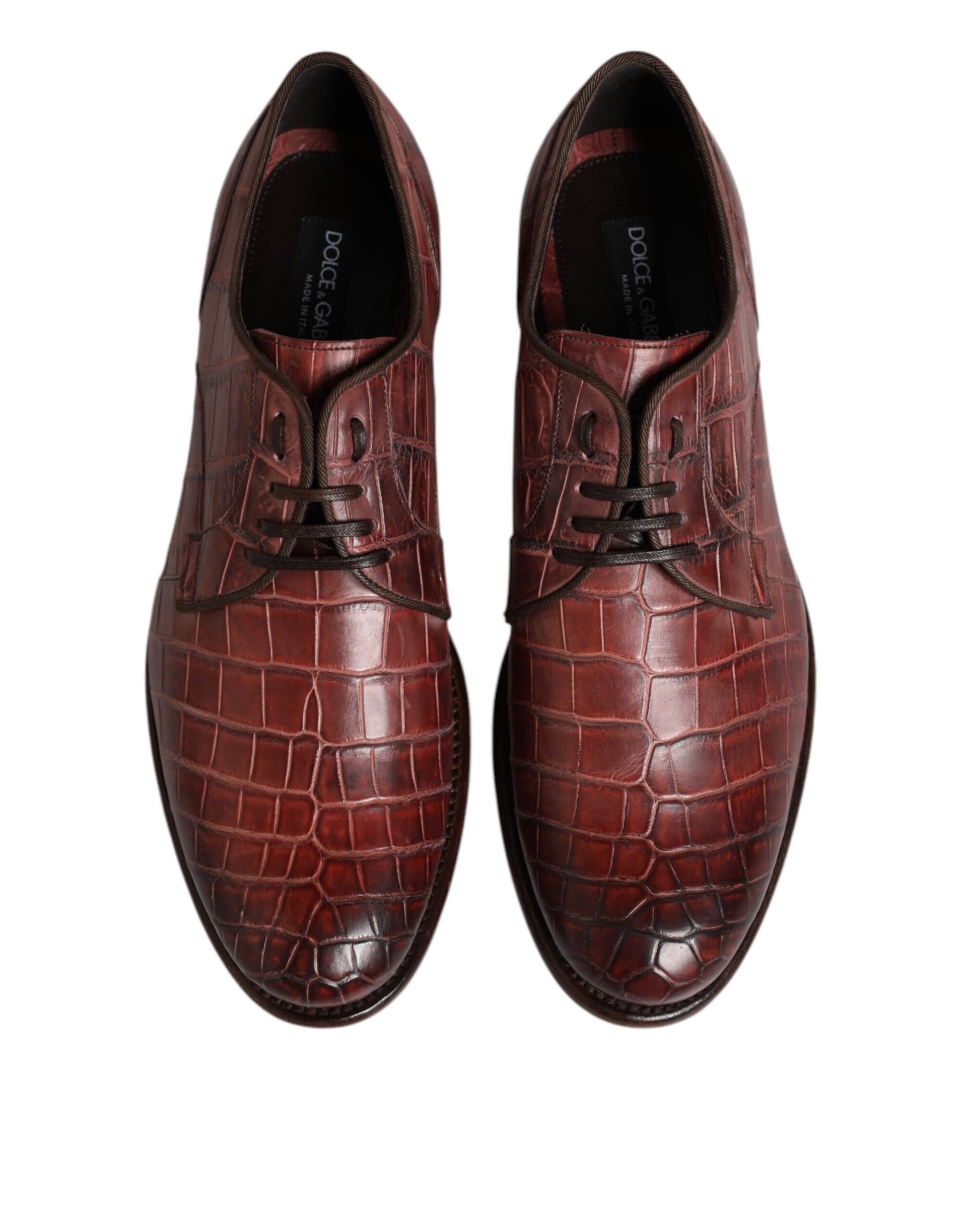 Chaussures Derby à lacets en cuir bordeaux Dolce &amp; Gabbana